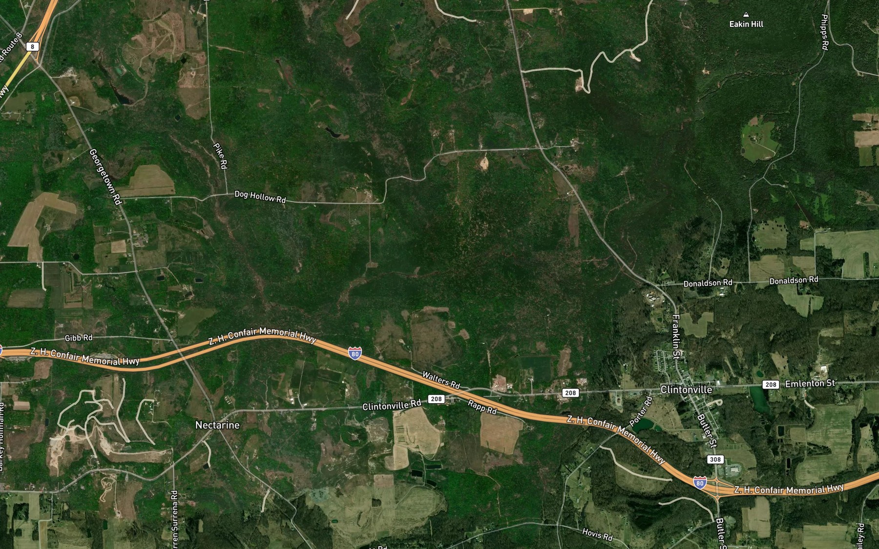 Satellite map of the Gilmore Run
