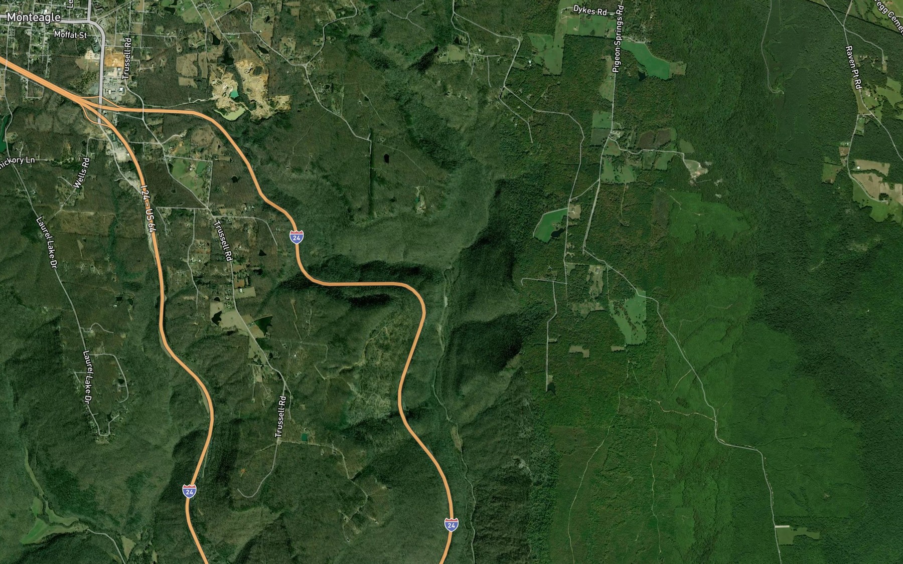 Satellite map of the Monteagle Cove Branch