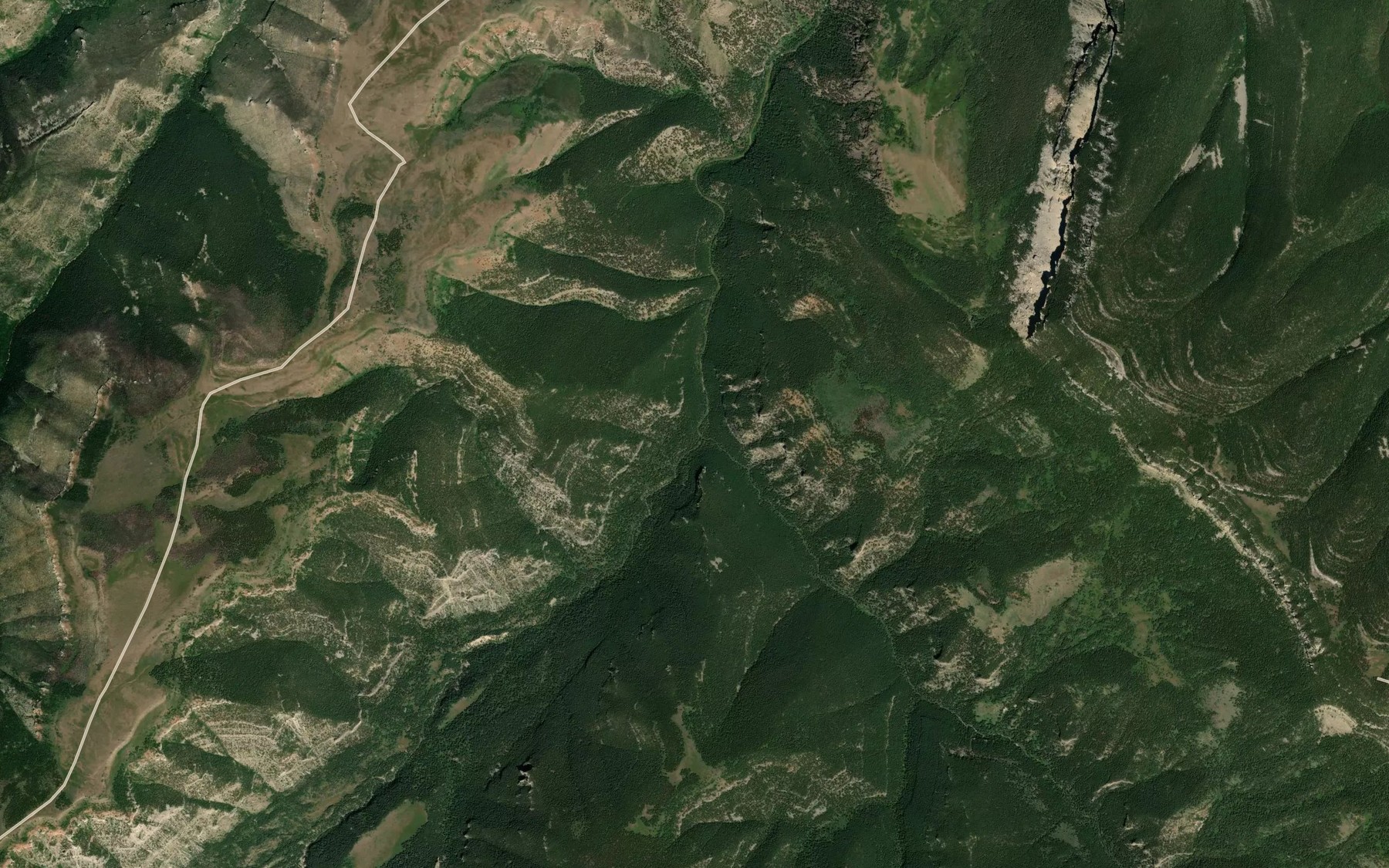 Satellite map of the Dry Fork Little Bighorn River