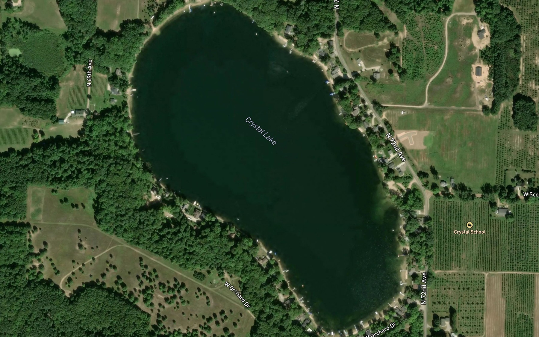 Satellite map of the Crystal Lake