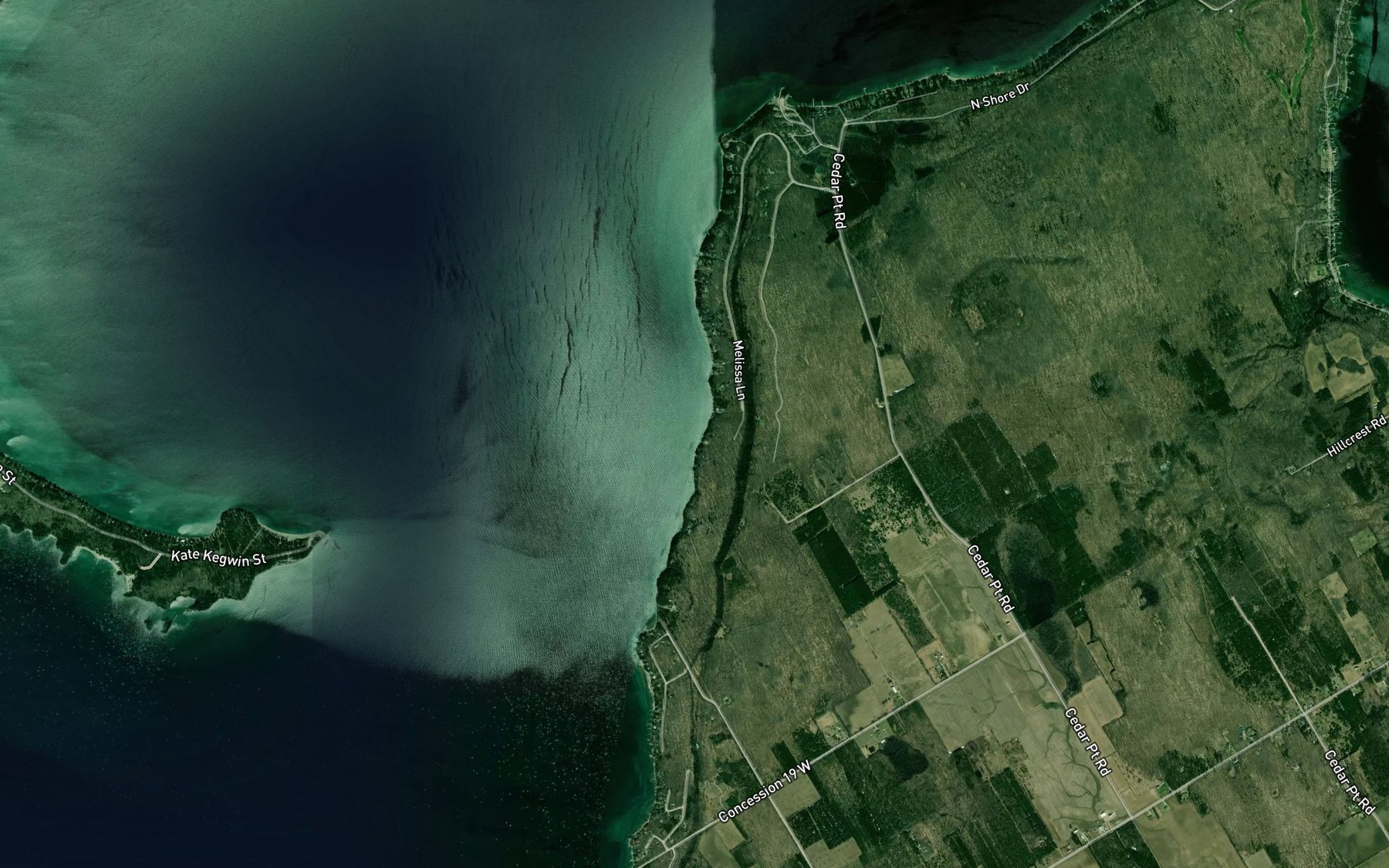 Satellite map of the Sandy Bay
