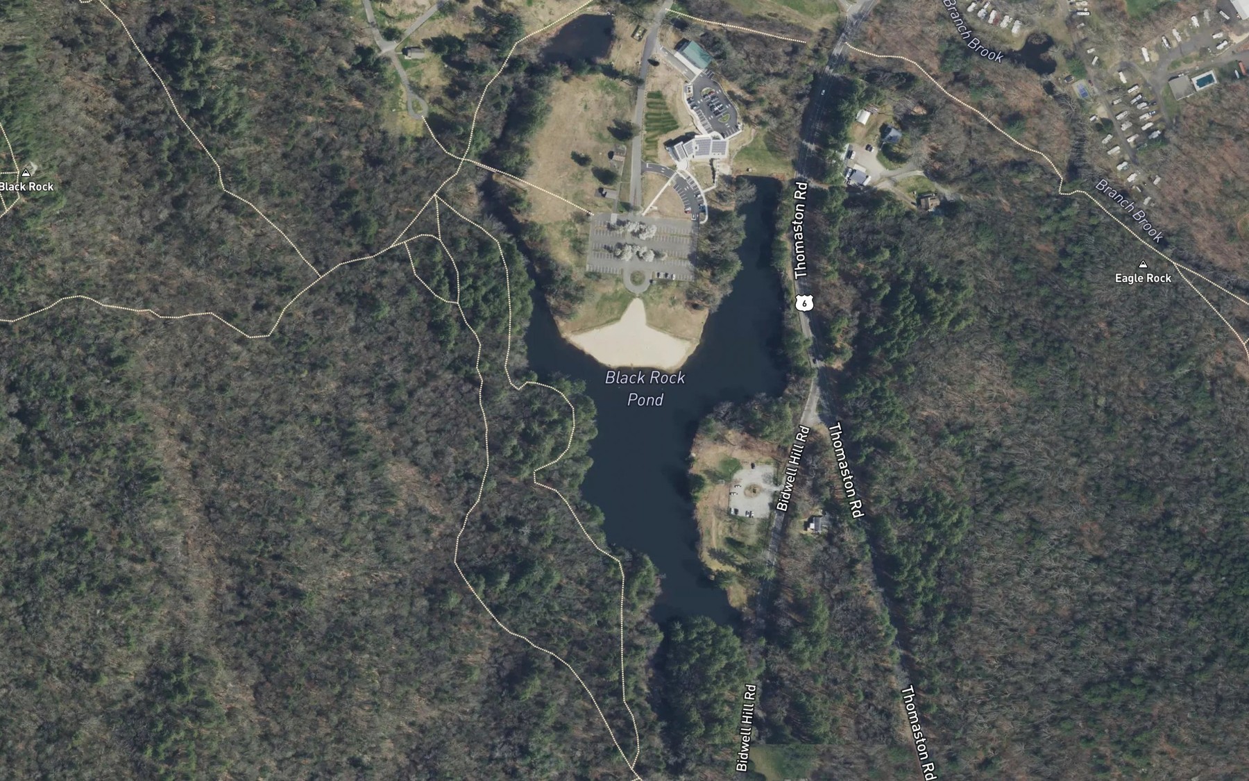 Satellite map of the Black Rock Pond