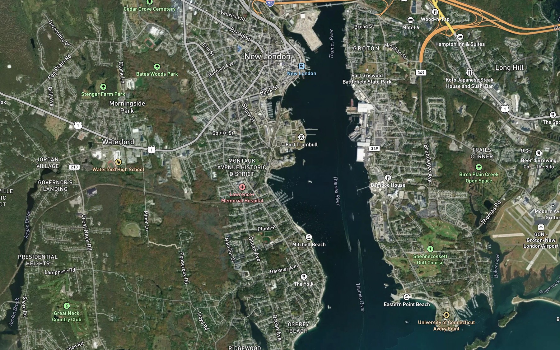 Satellite map of the Greens Harbor