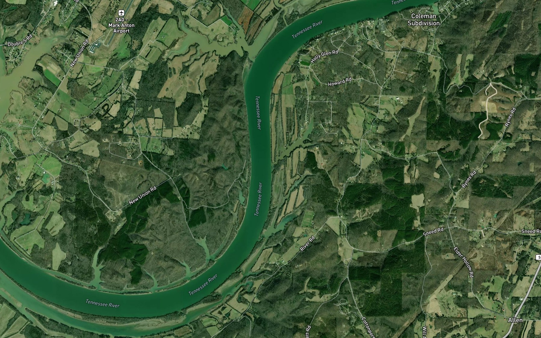 Satellite map of the Russell Branch