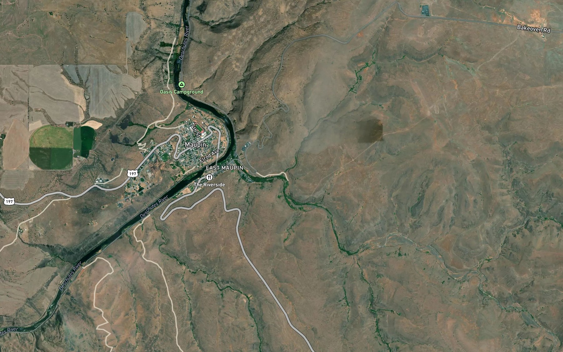 Satellite map of the Nye Creek