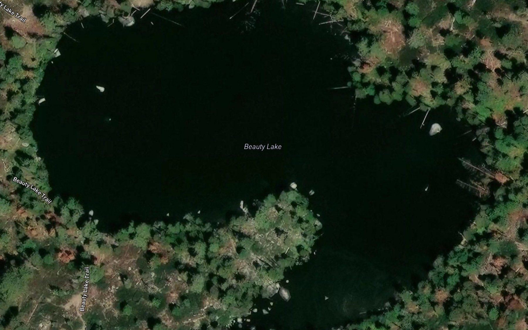 Satellite map of the Beauty Lake