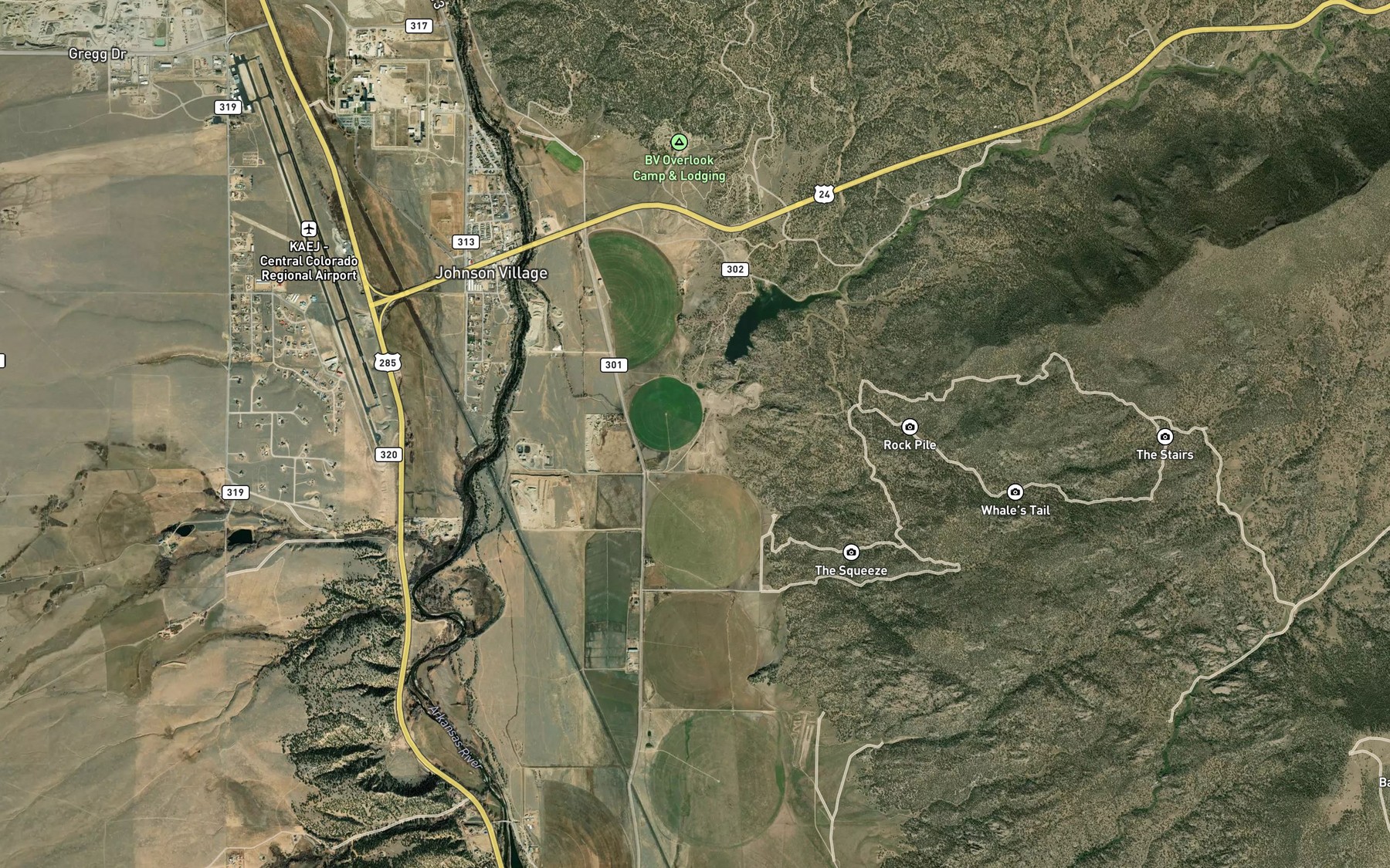 Satellite map of the Trout Creek