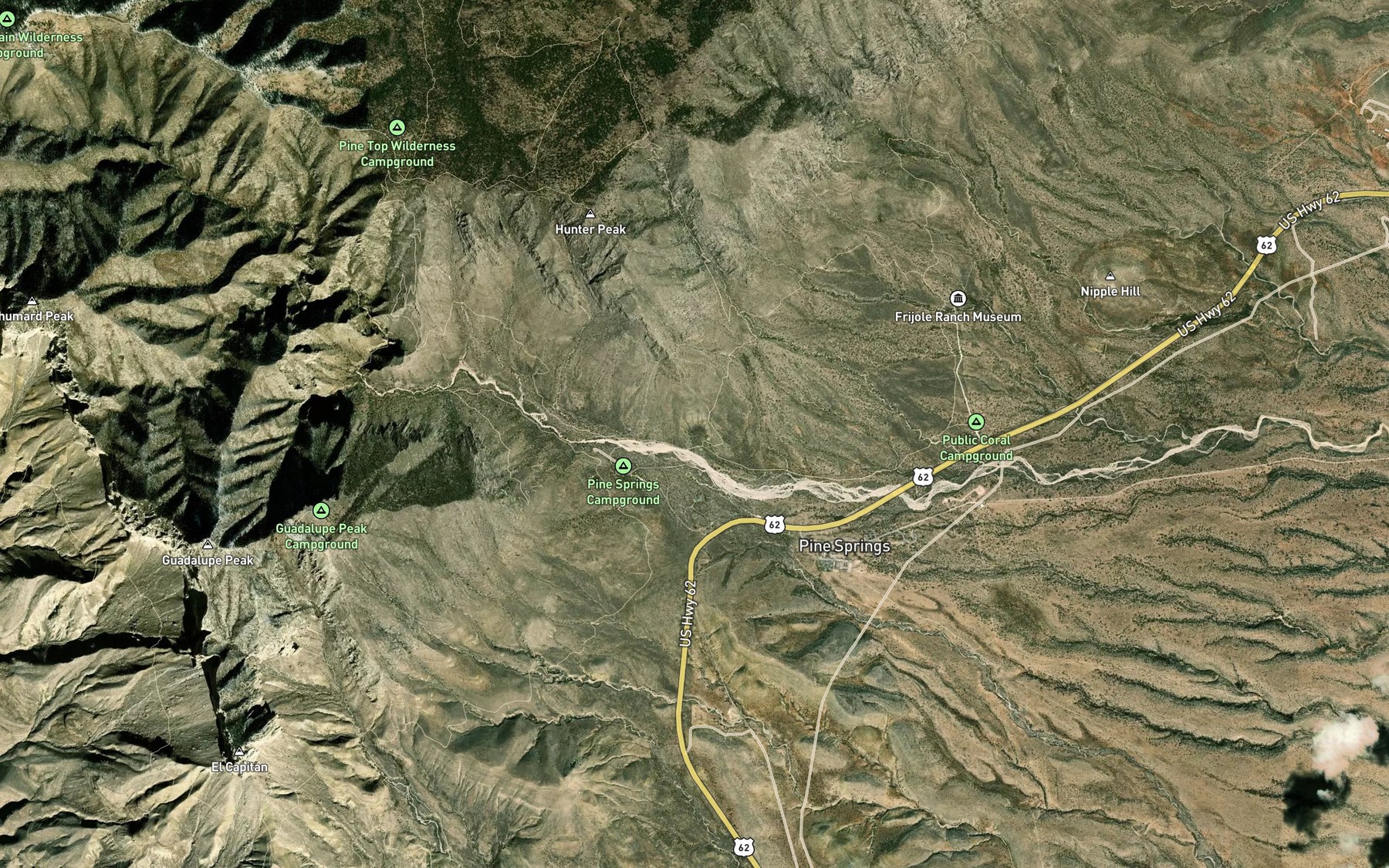 Satellite map of the Pine Spring
