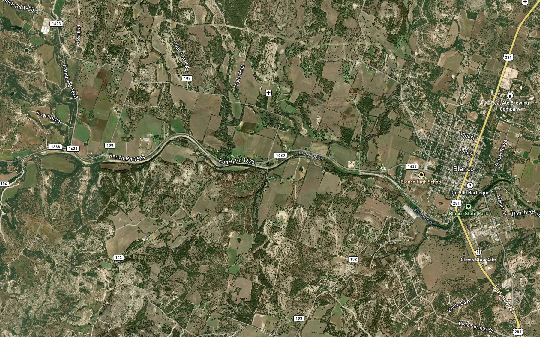 Satellite map of the Blasingame Creek