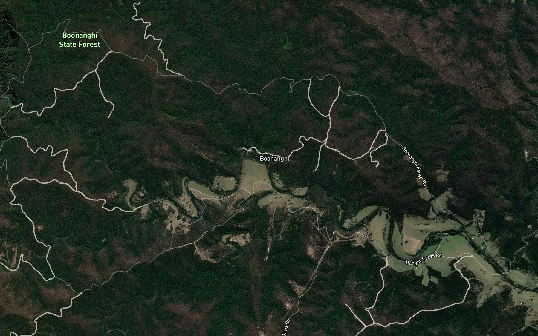 Satellite map of the Sookies Creek