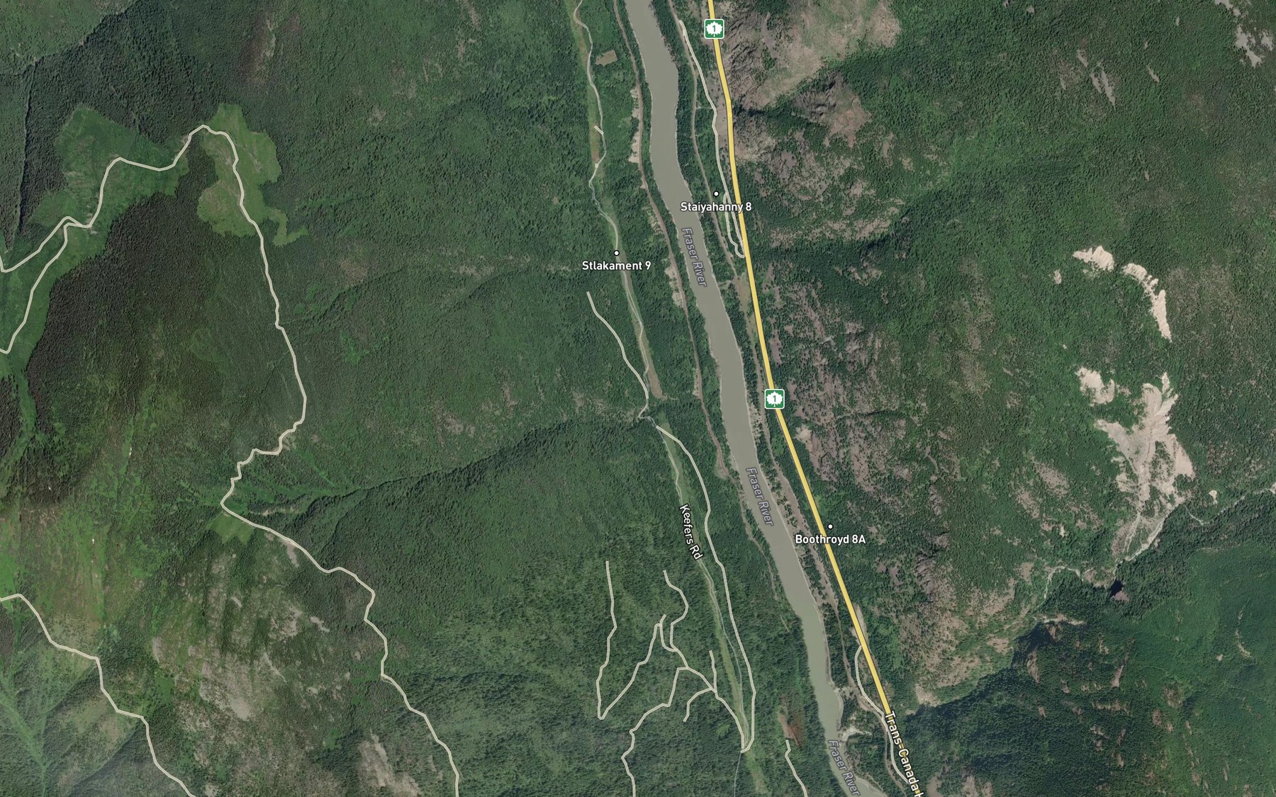 Satellite map of the Stlakament Creek