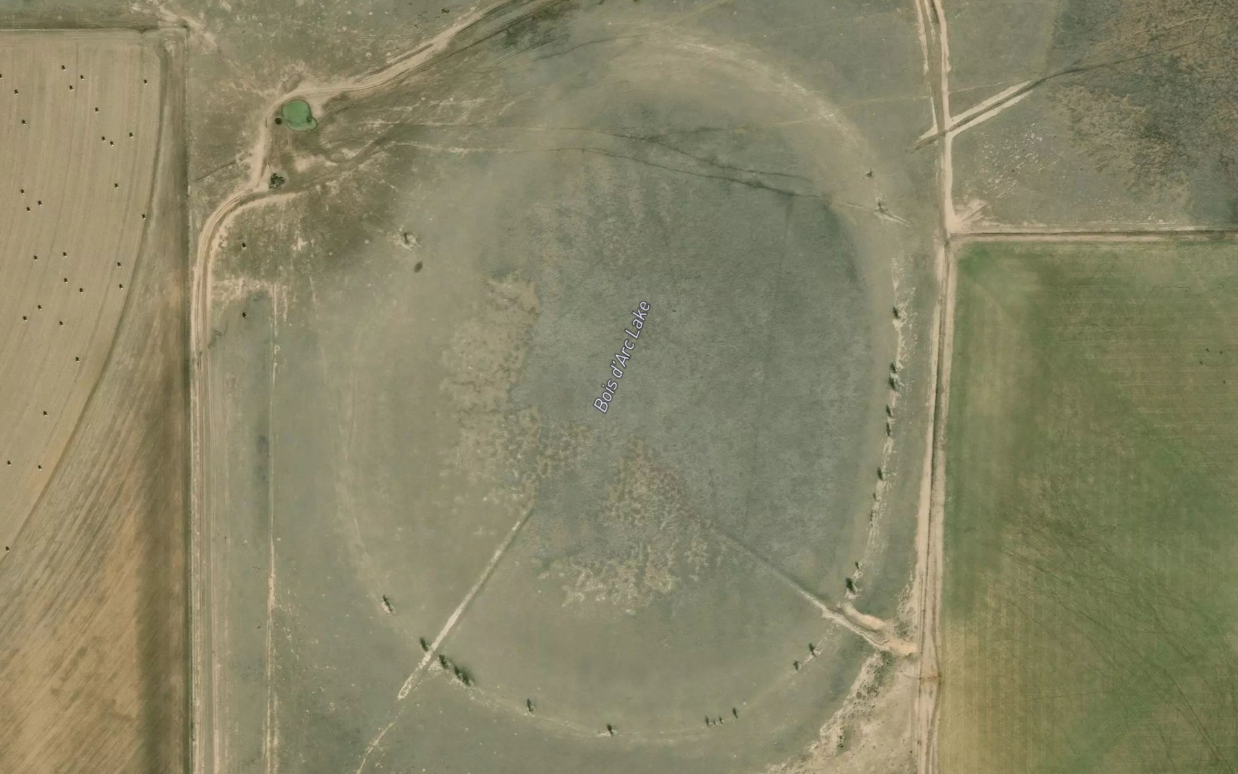 Satellite map of the Bois d'Arc Lake