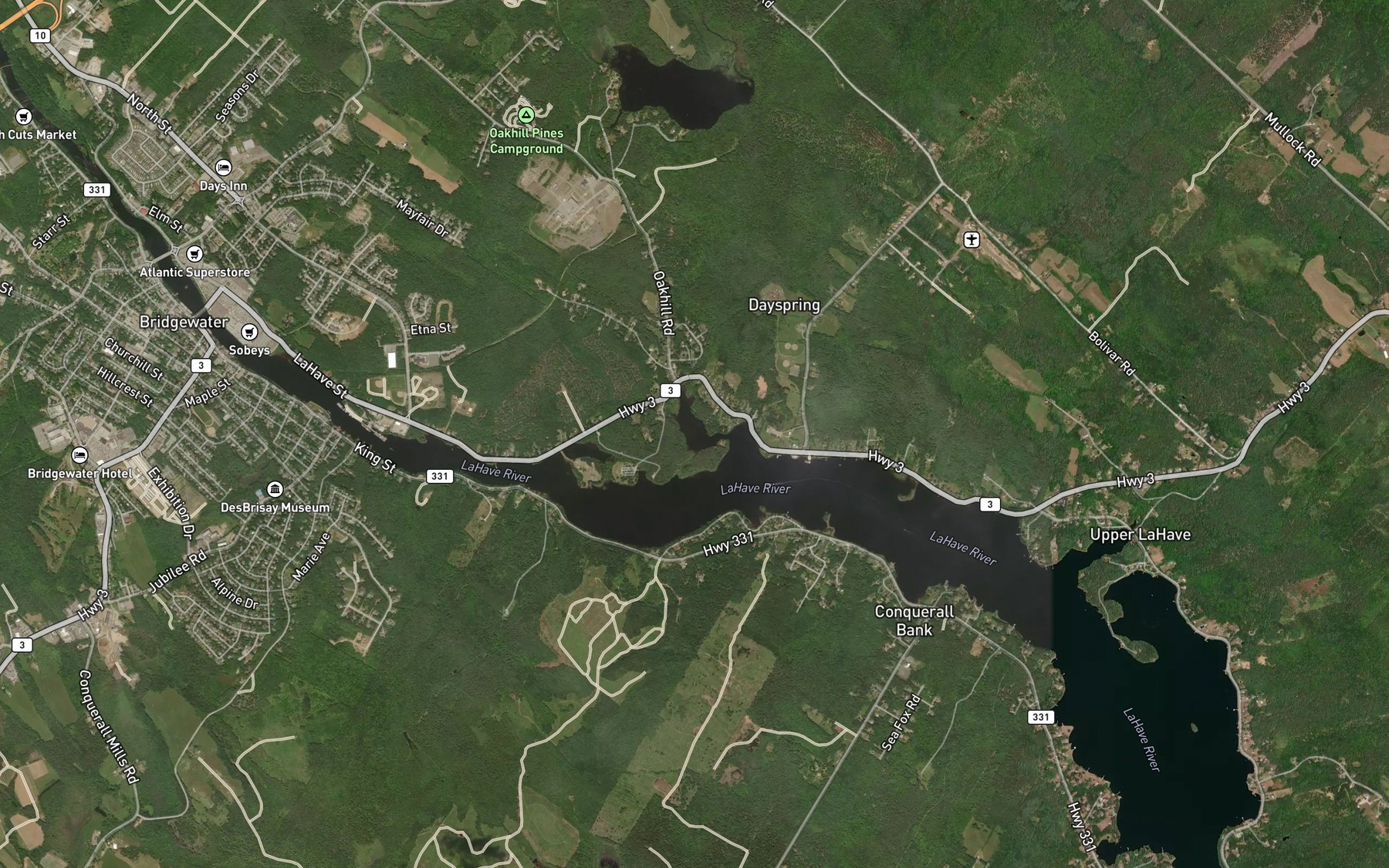 Satellite map of the Horseshoe Cove