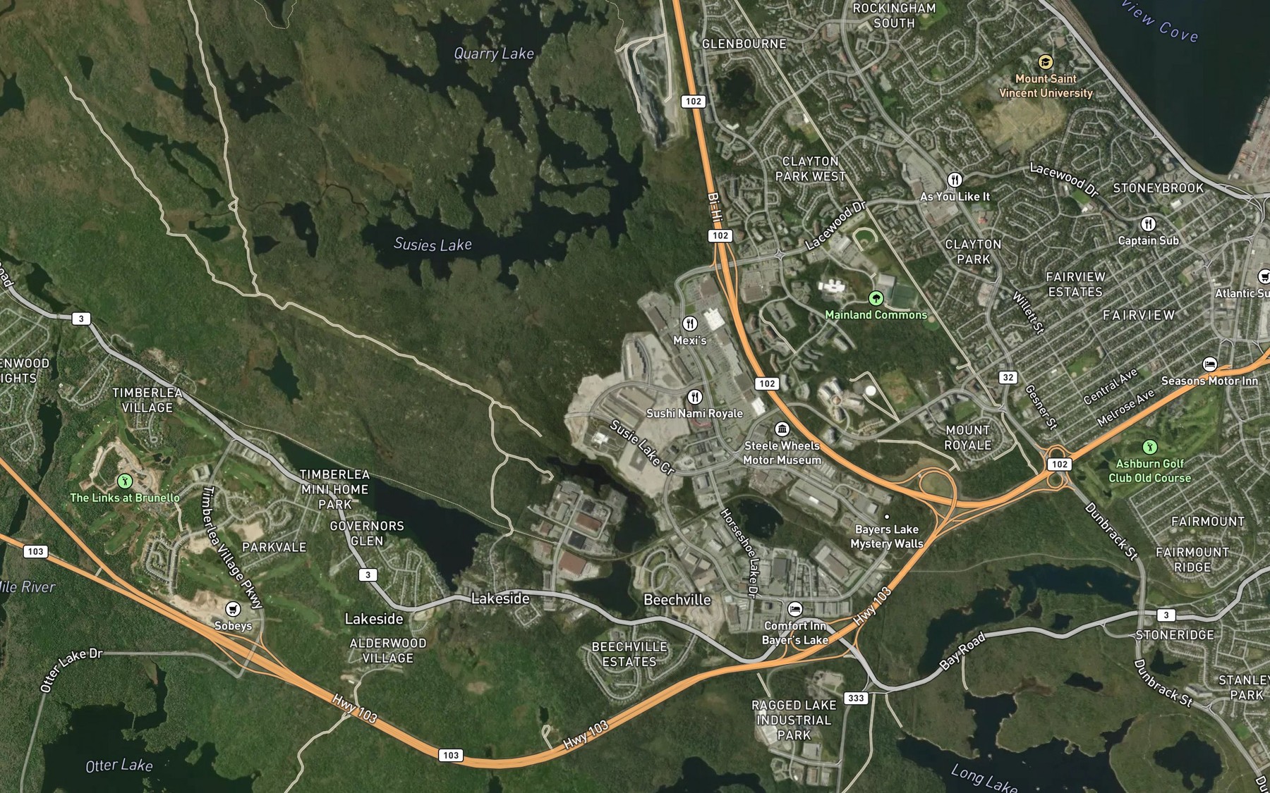 Satellite map of the Black Duck Ponds