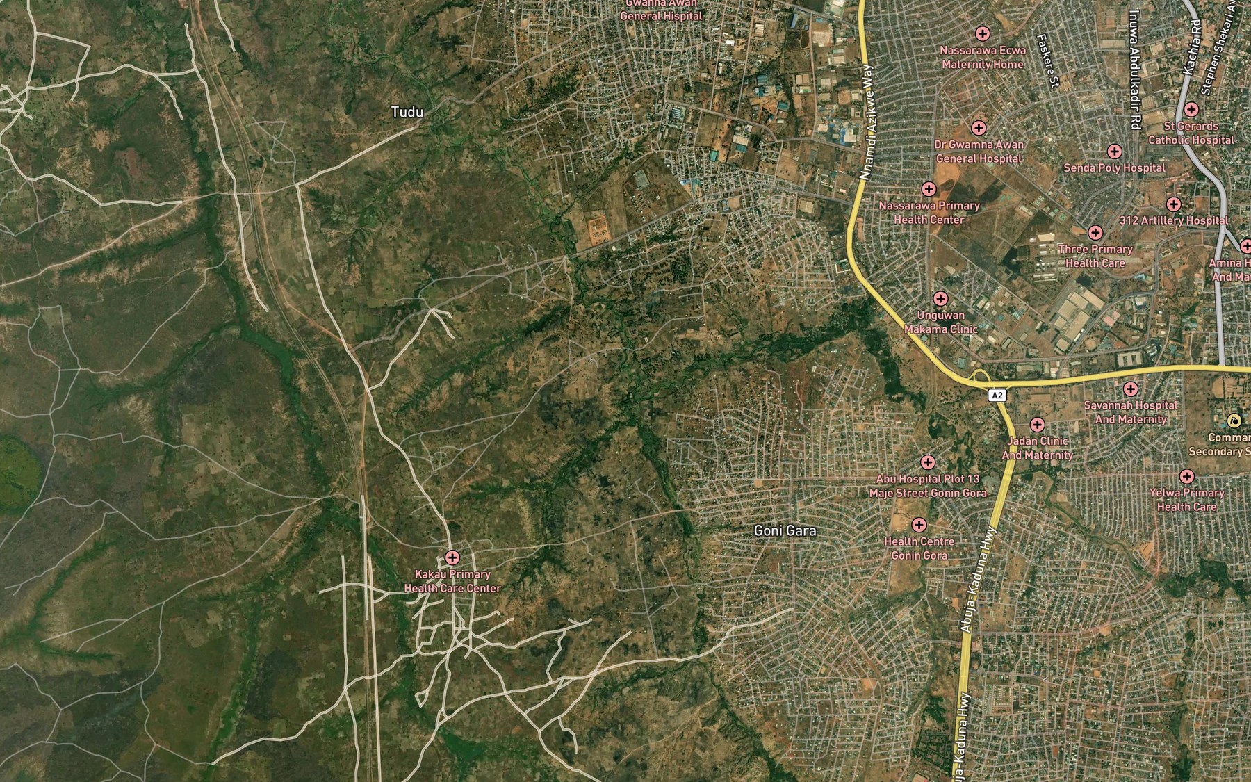 Satellite map of the River Gora
