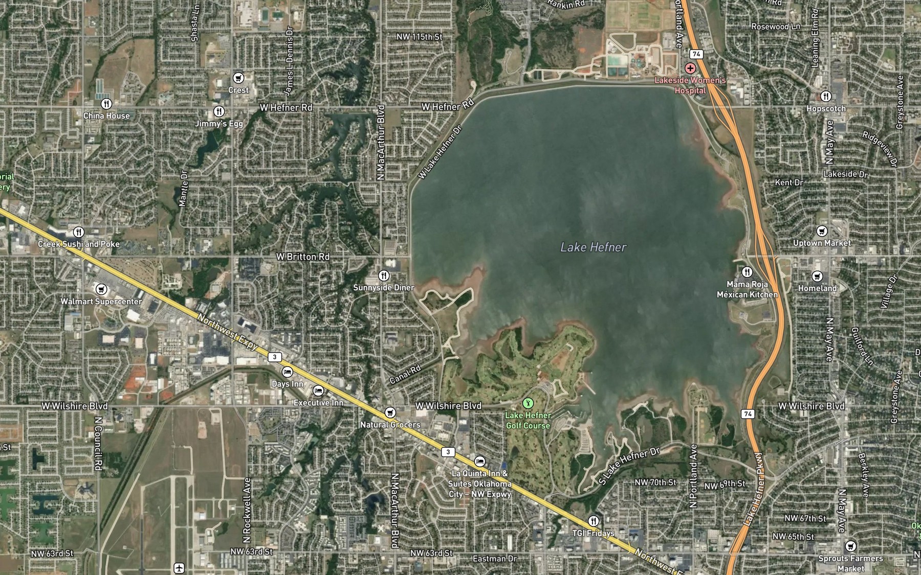 Satellite map of the Lakeshore Park
