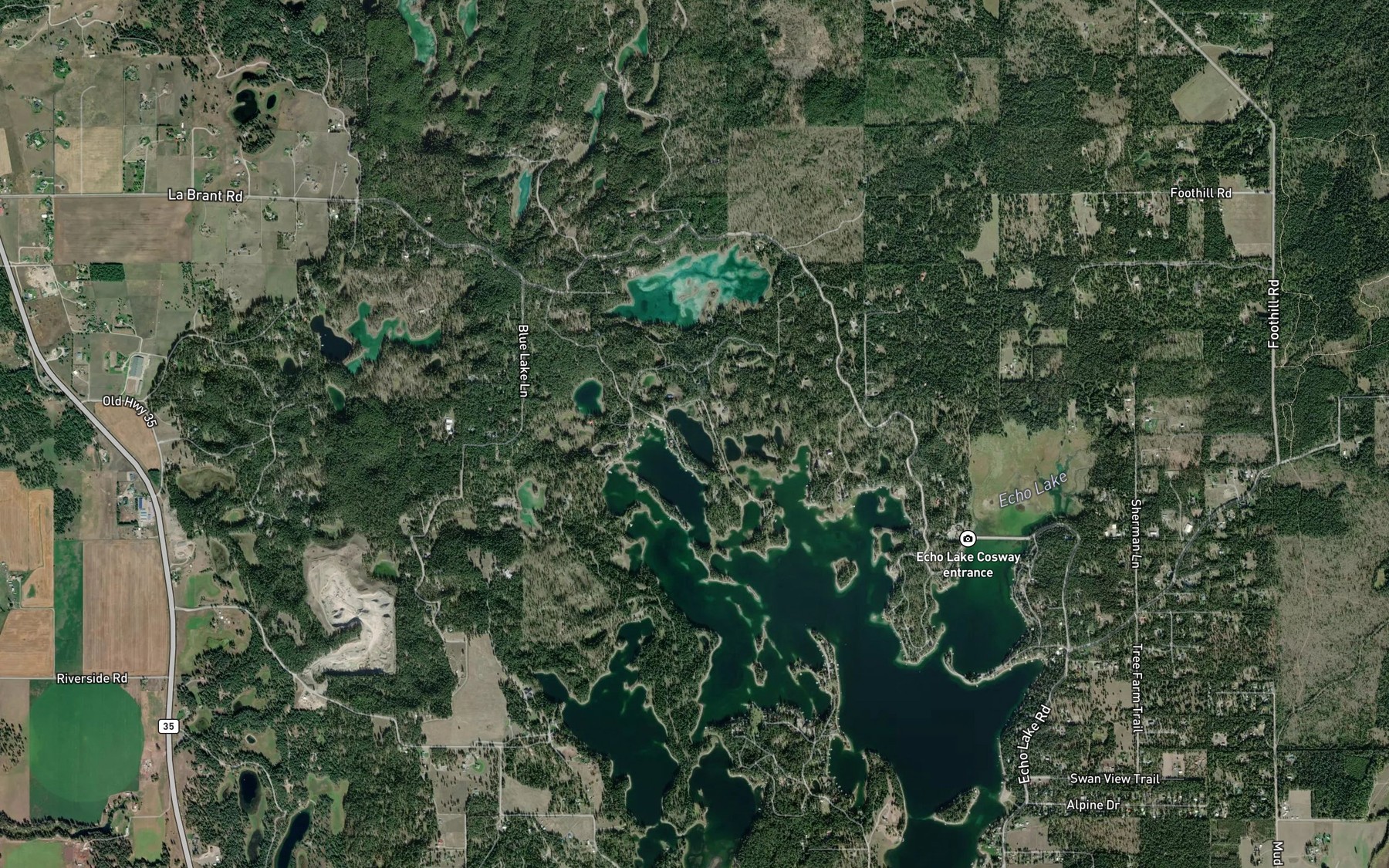 Satellite map of the Spill Lake