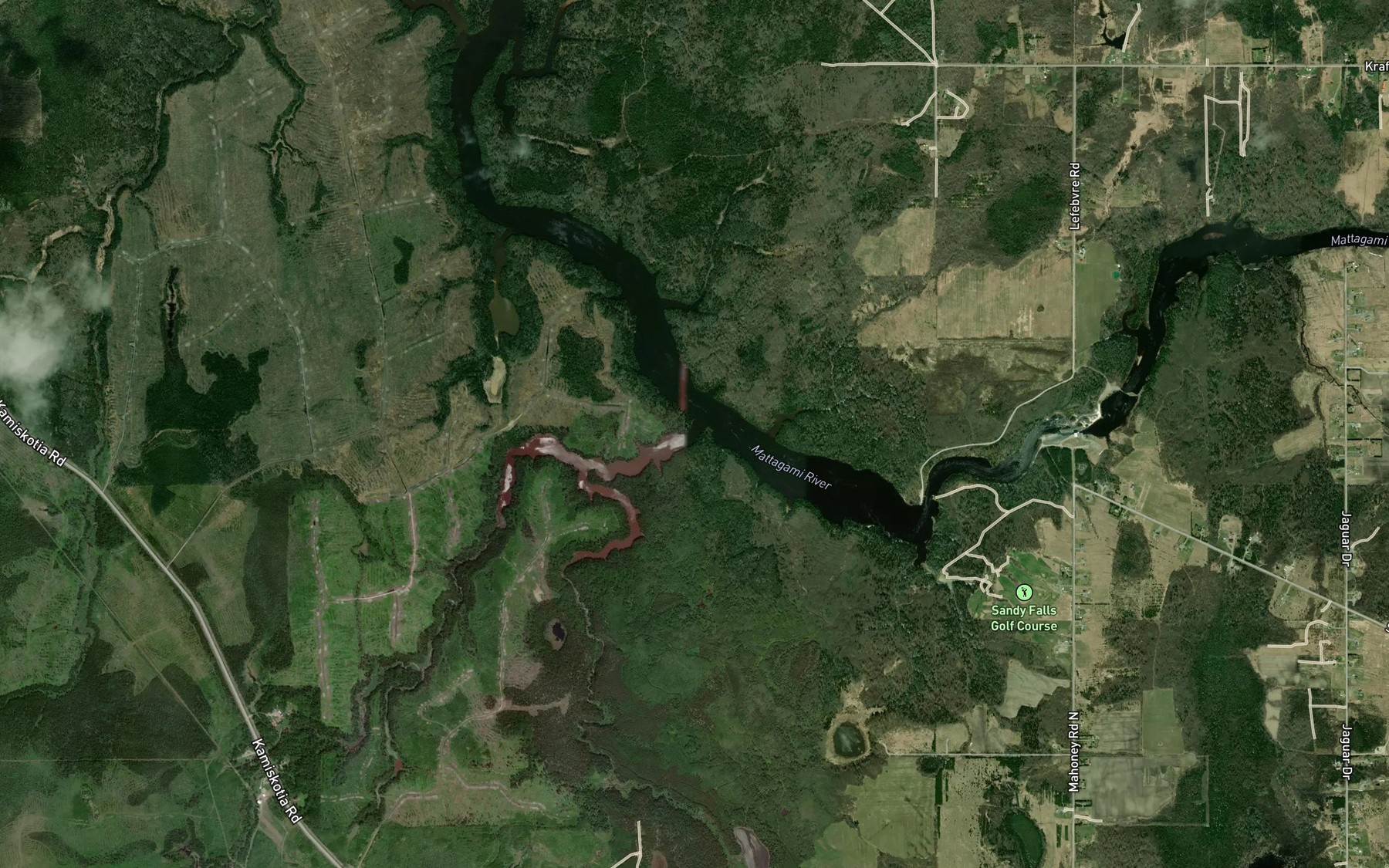 Satellite map of the Waterhen Creek