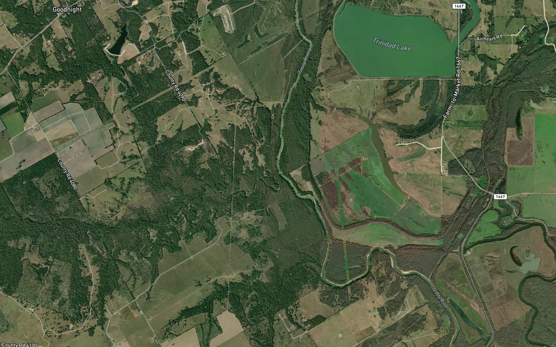 Satellite map of the Rush Creek