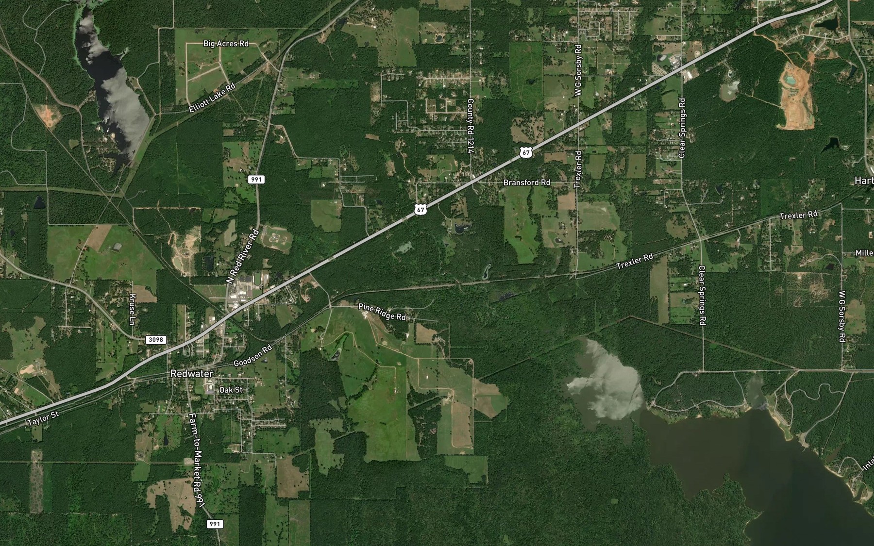 Satellite map of the East Fork Elliott Creek