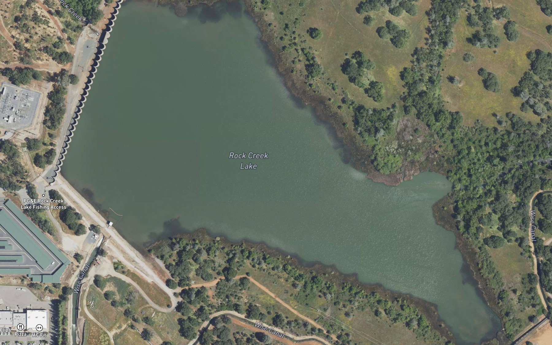 Satellite map of the Rock Creek Lake