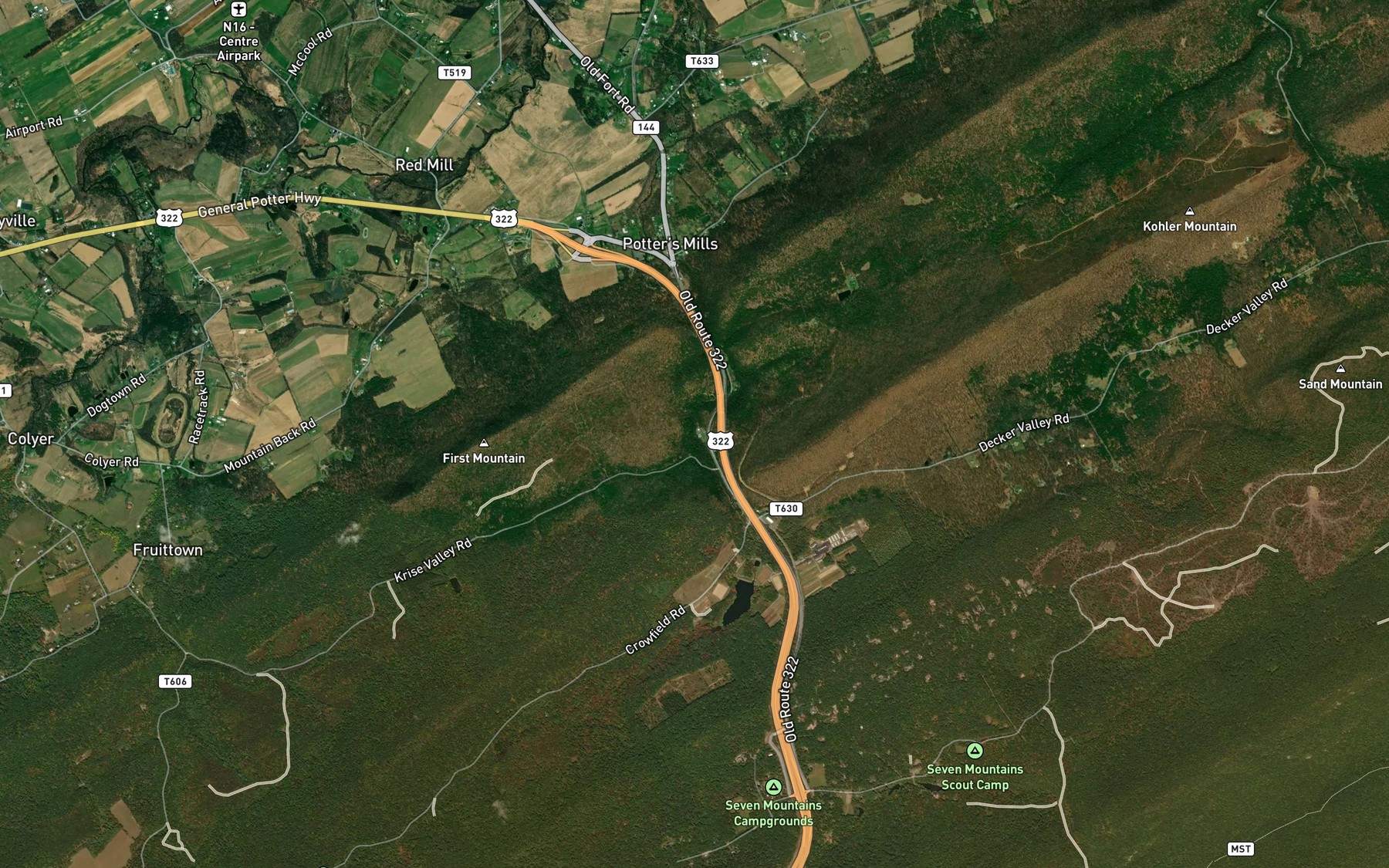 Satellite map of the Britton Run