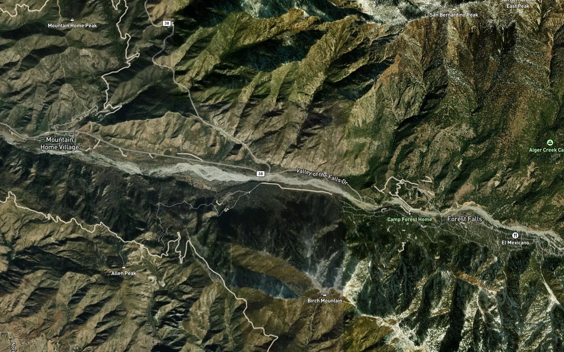 Satellite map of the Oak Cove Creek
