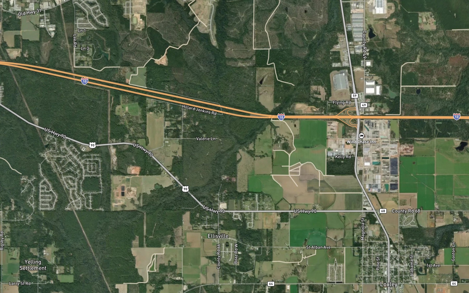 Satellite map of the Threemile Creek