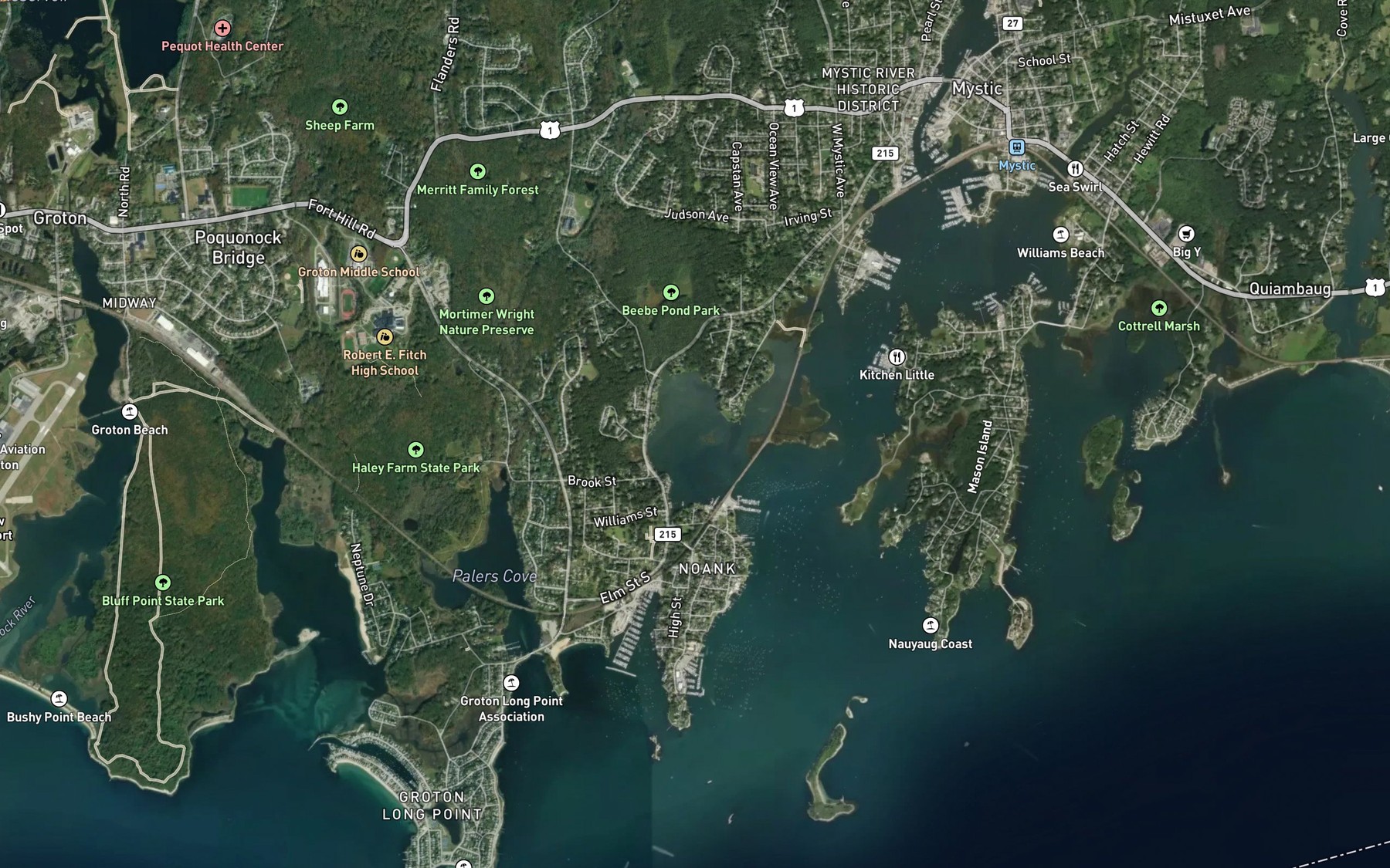 Satellite map of the Beebe Cove