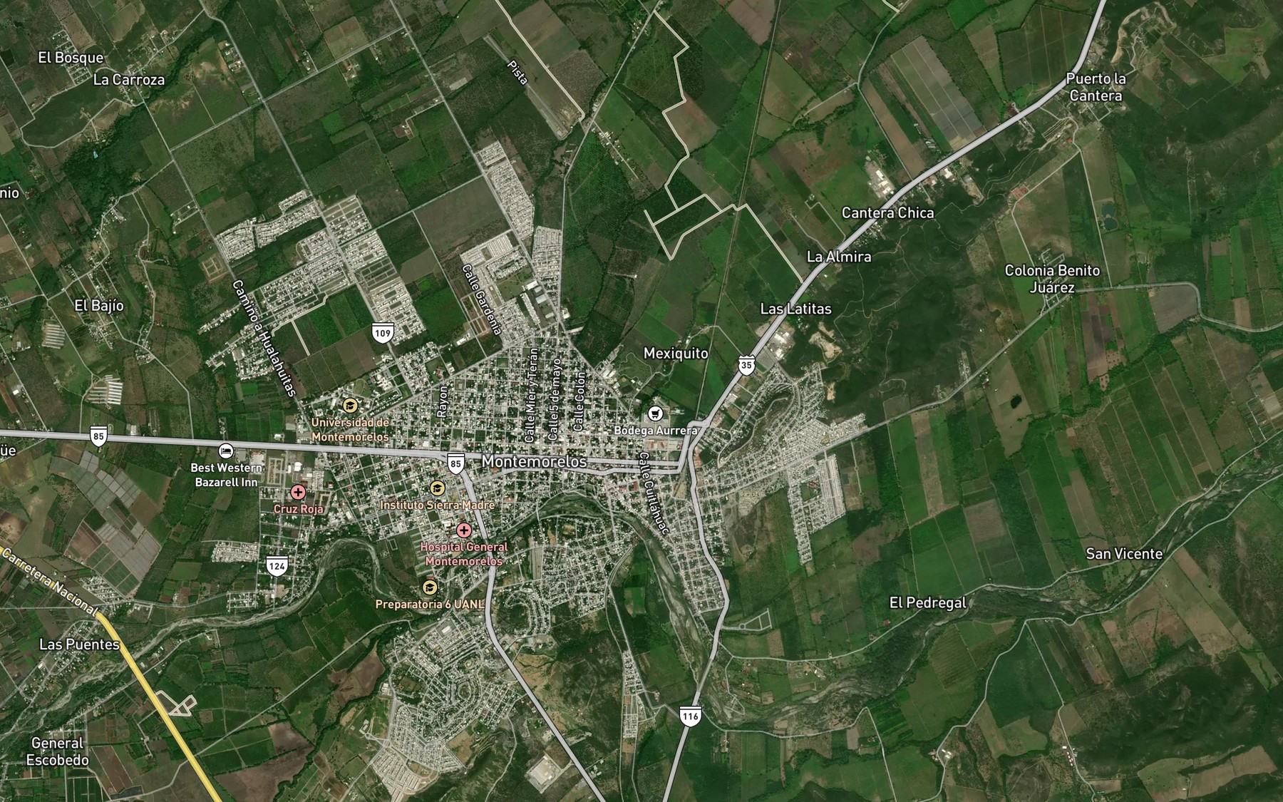 Satellite map of the El Ranchito