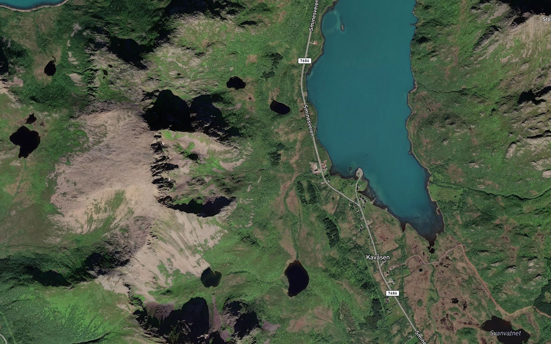 Satellite map of the Tverrfjellelva