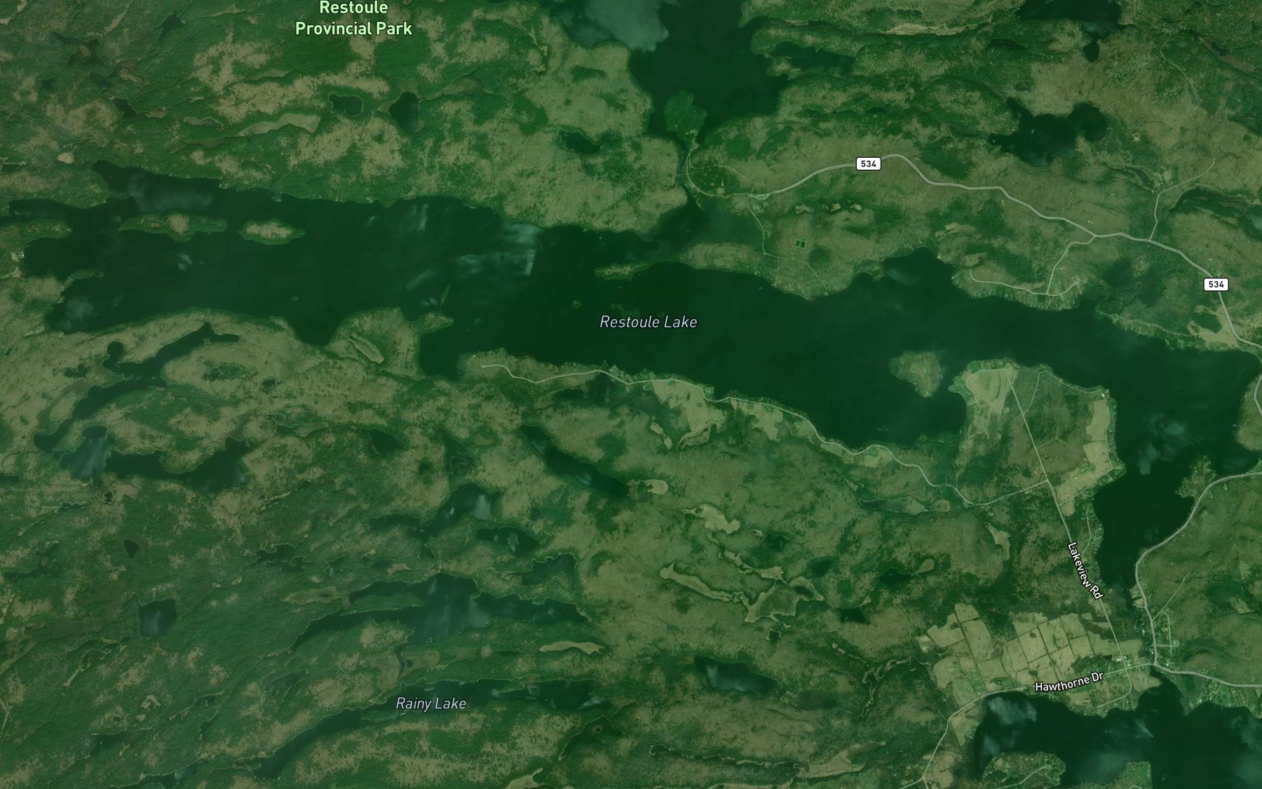 Satellite map of the Restoule Lake