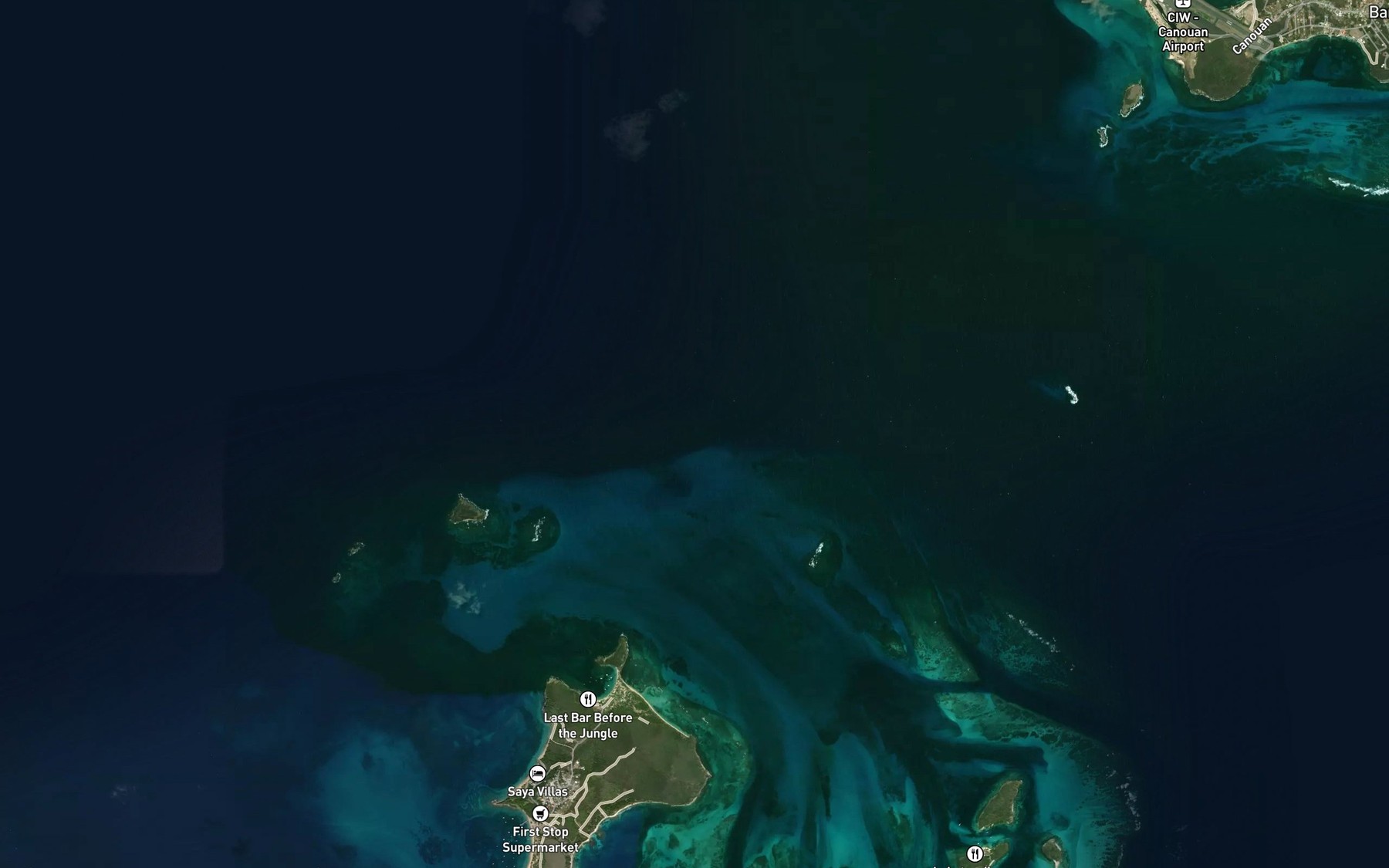 Satellite map of the North Mayreau Channel
