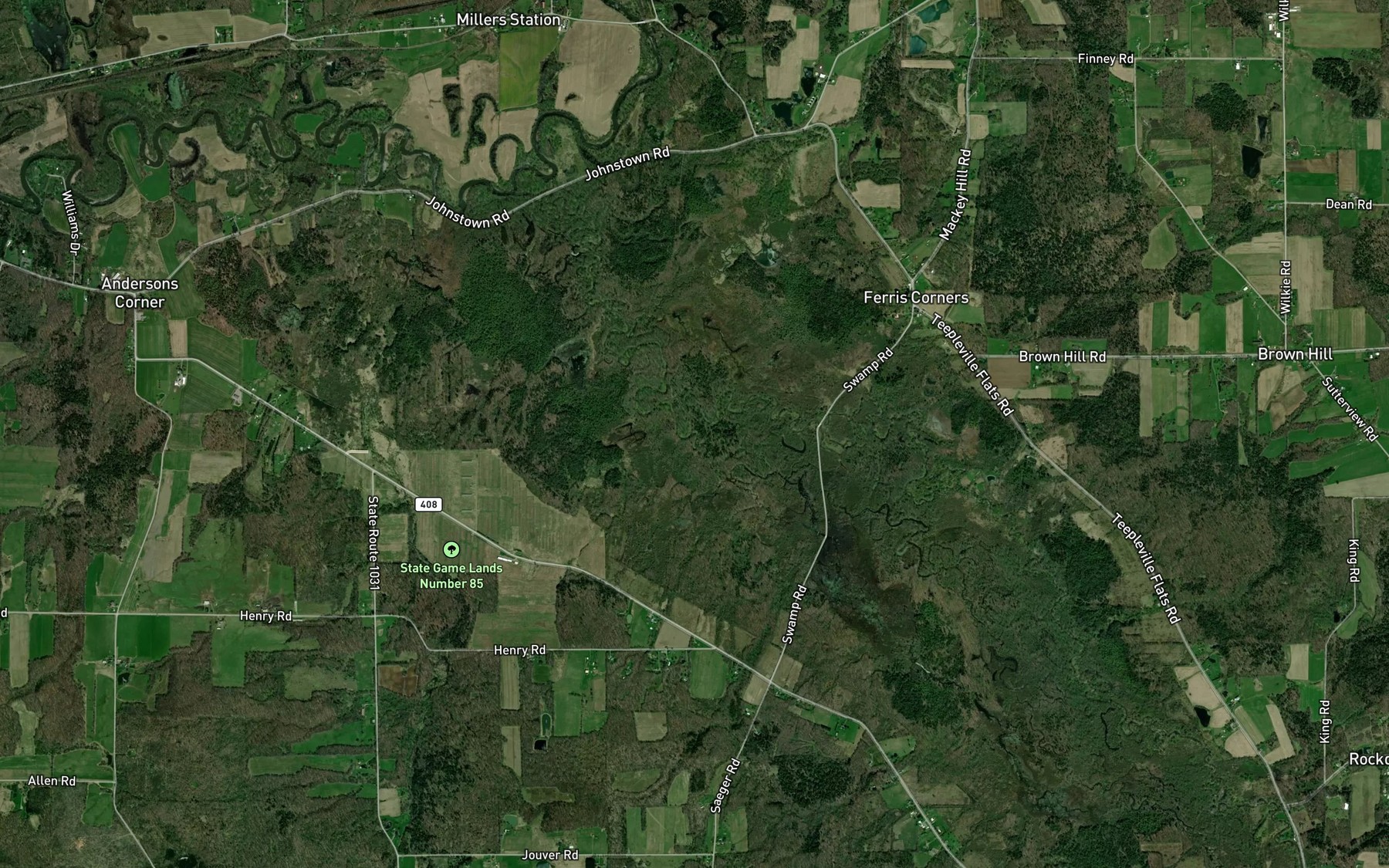Satellite map of the Dead Creek