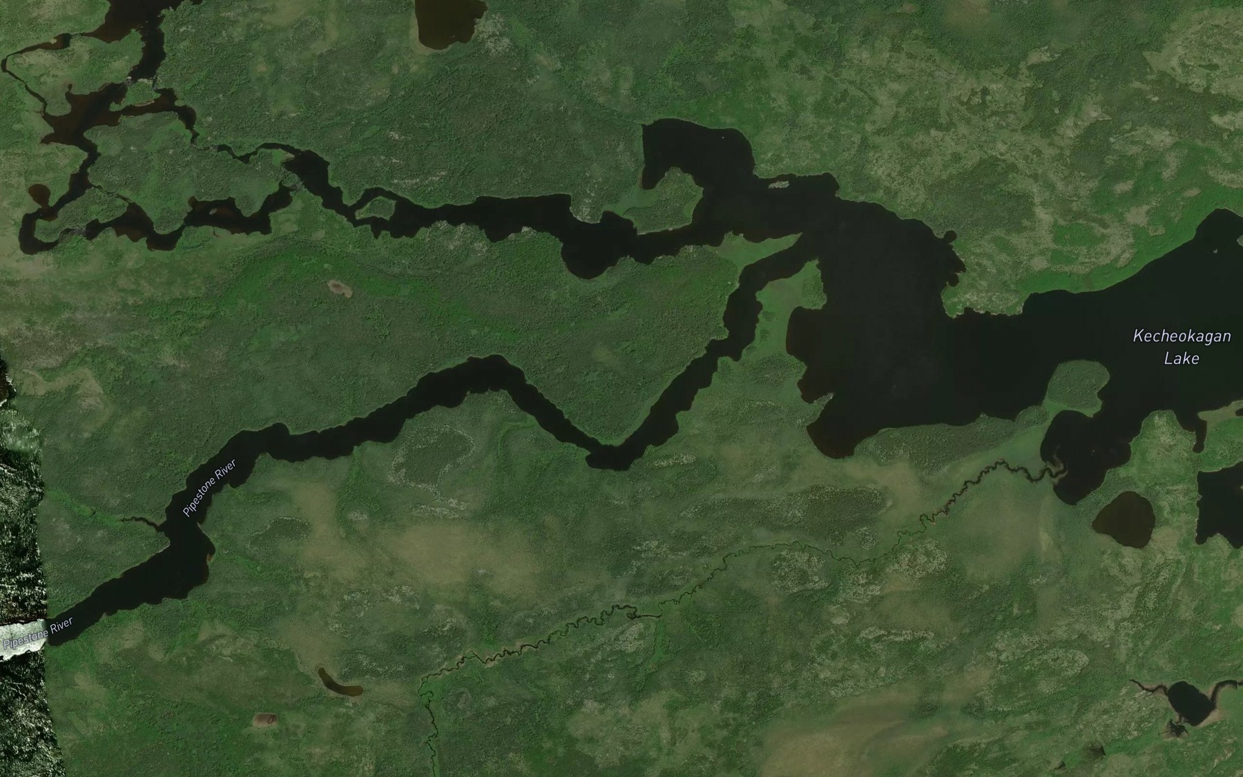 Satellite map of the North Pipestone River