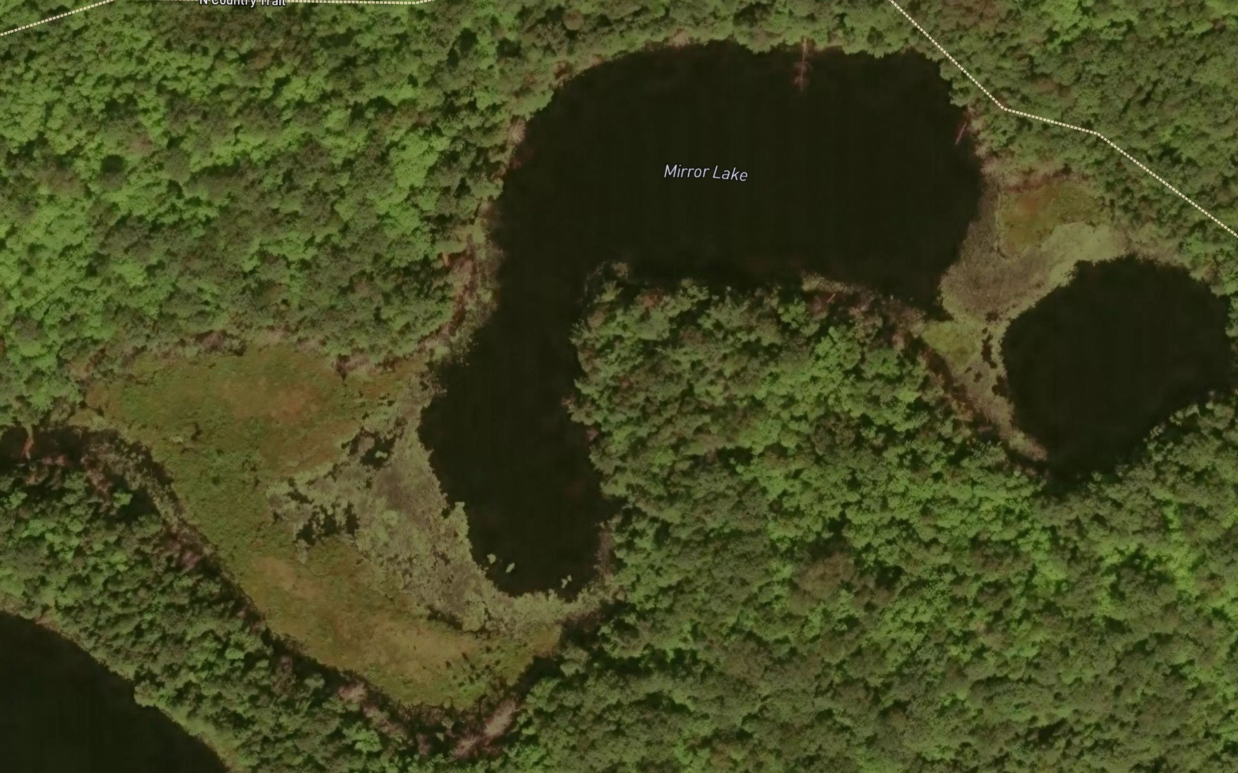 Satellite map of the Mirror Lake