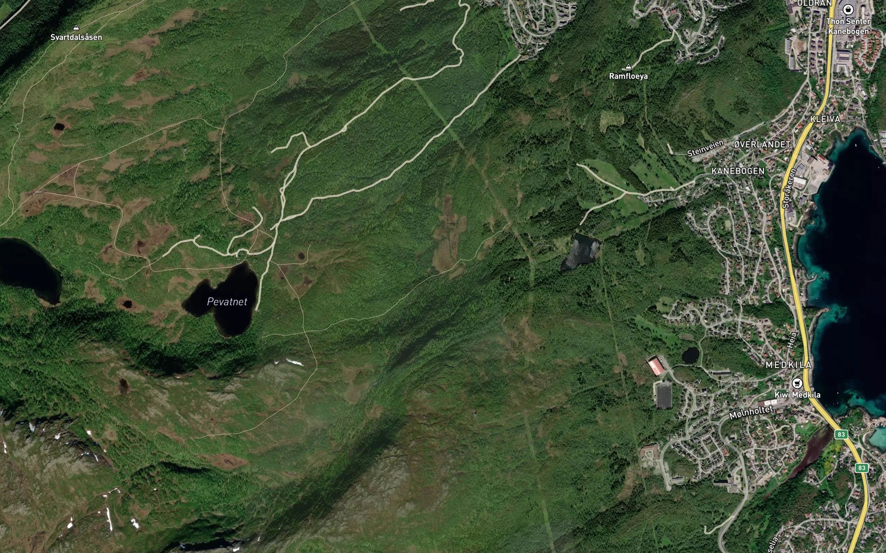 Satellite map of the Kanebogelva
