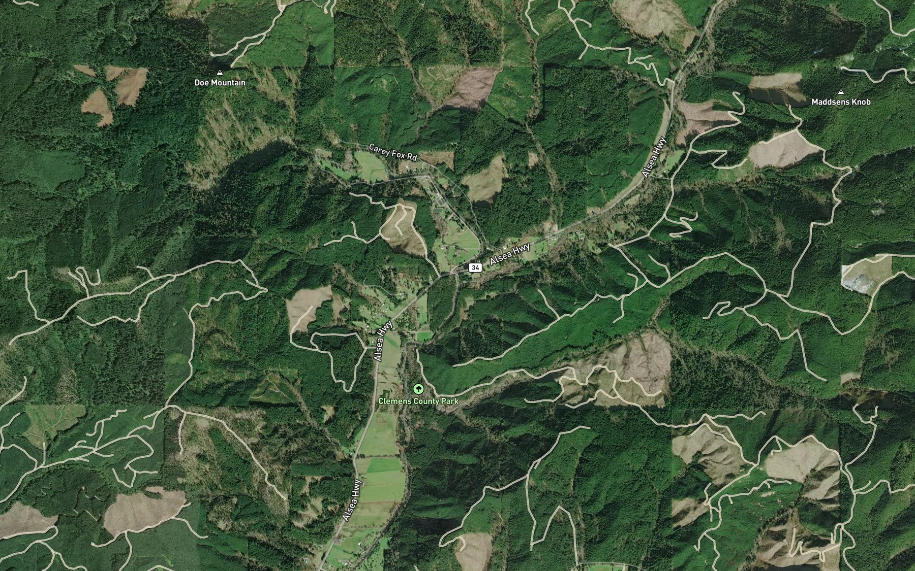 Satellite map of the Bailey Creek