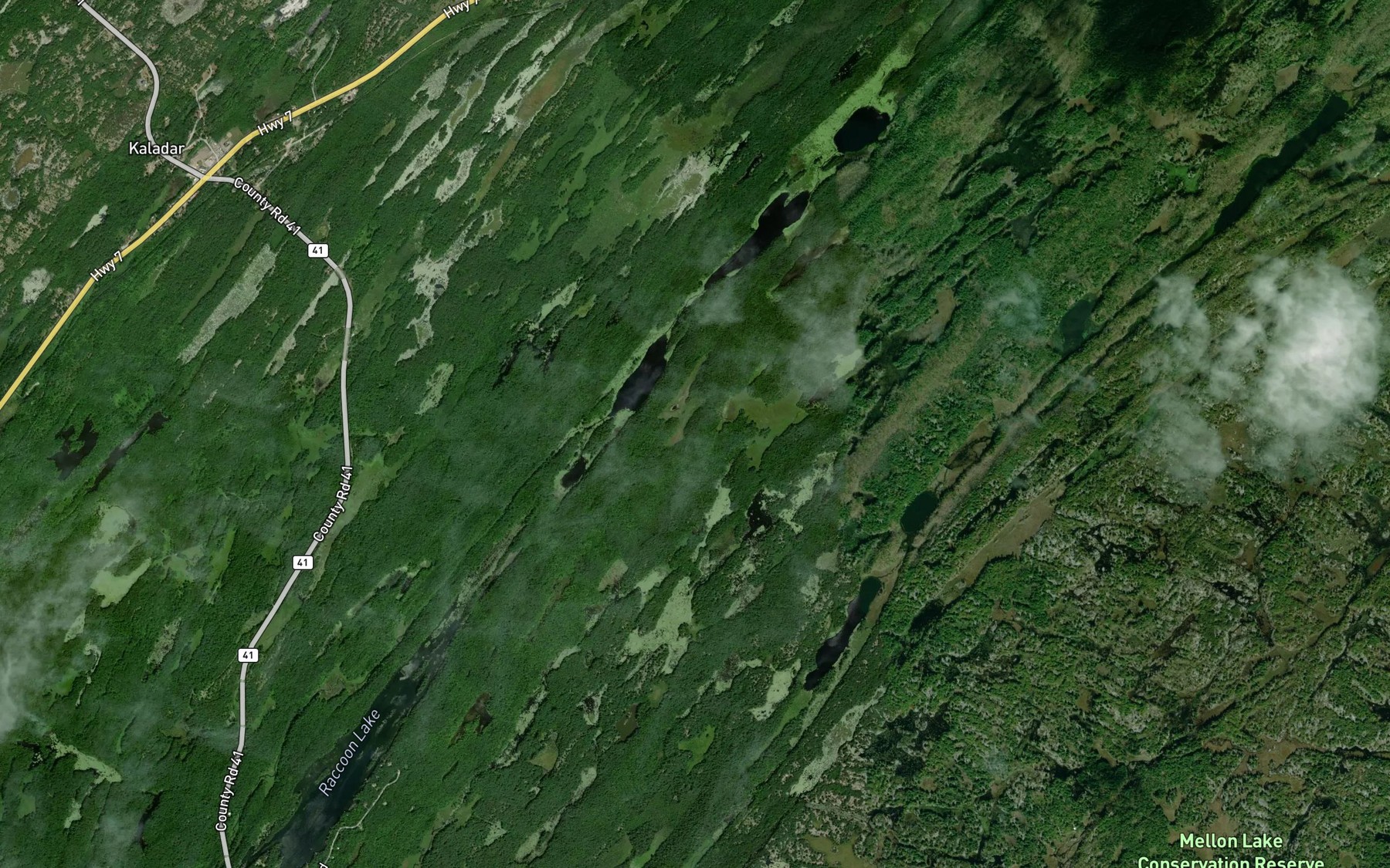 Satellite map of the Otter Creek Lakes