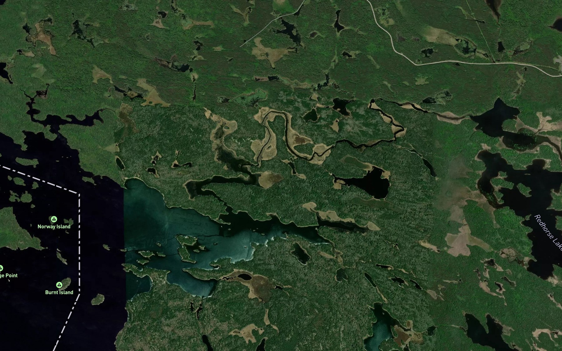 Satellite map of the Redhorse River