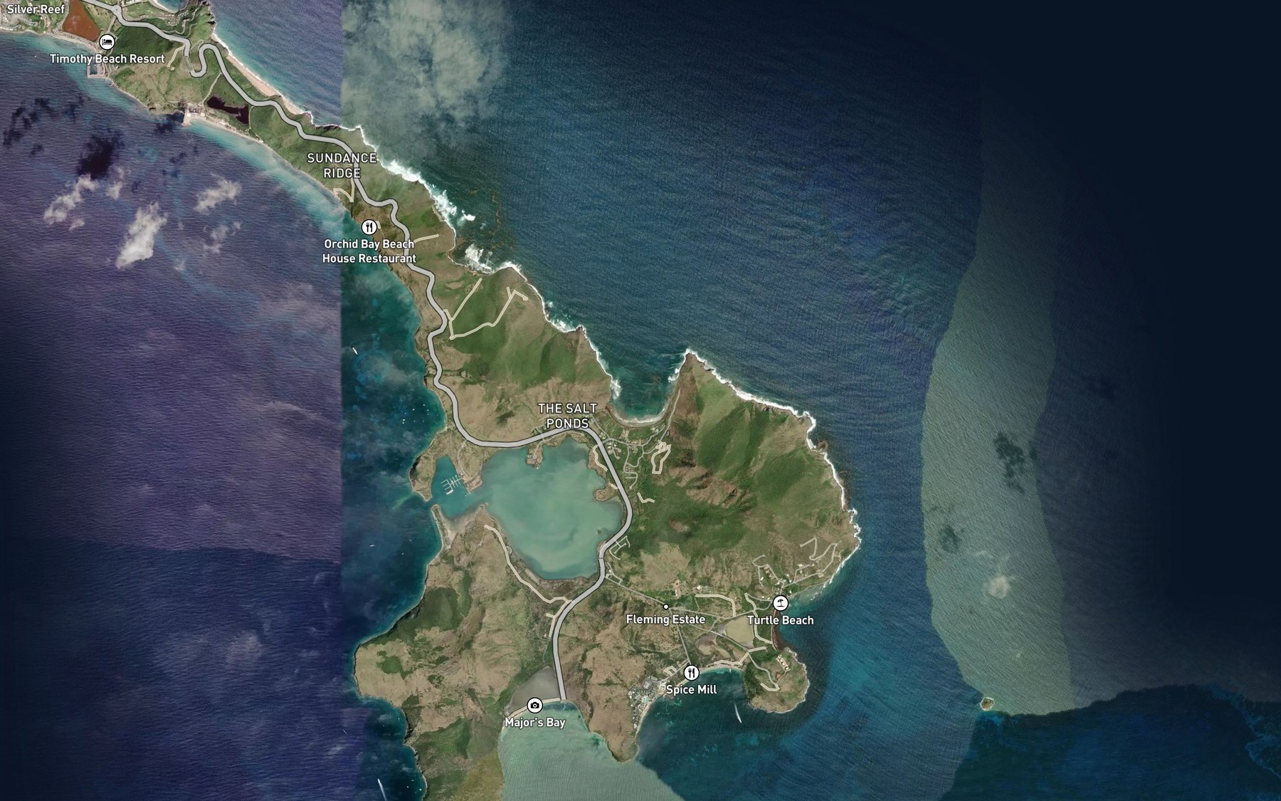 Satellite map of the Sand Bank Bay