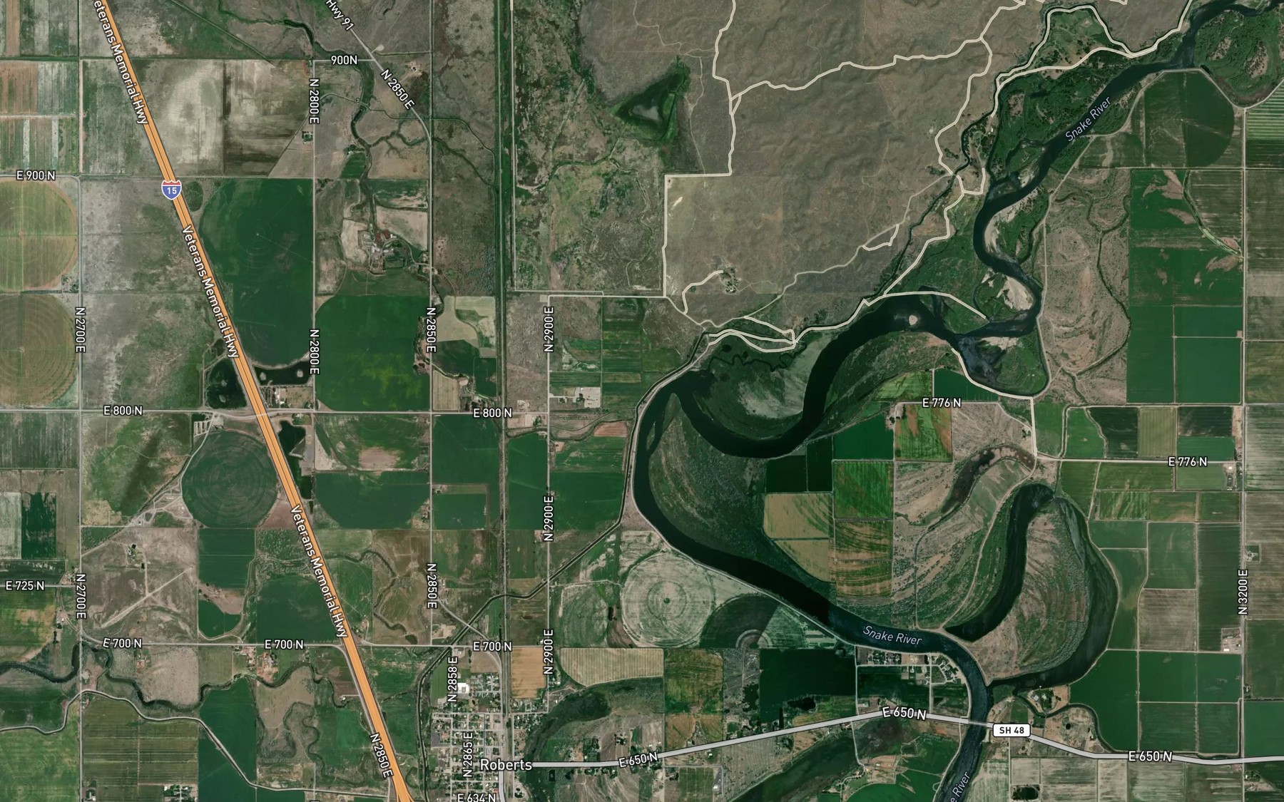 Satellite map of the Butte Market Lake Canal