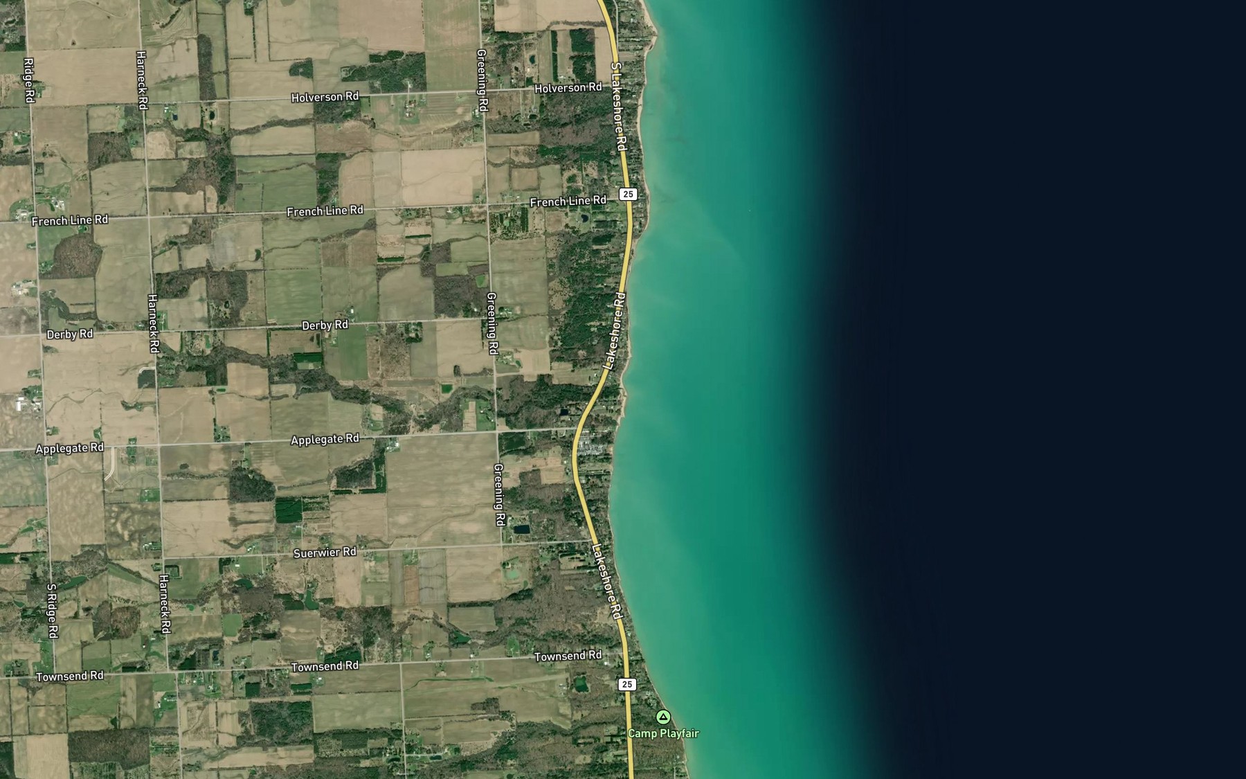 Satellite map of the Pine Hill Stream