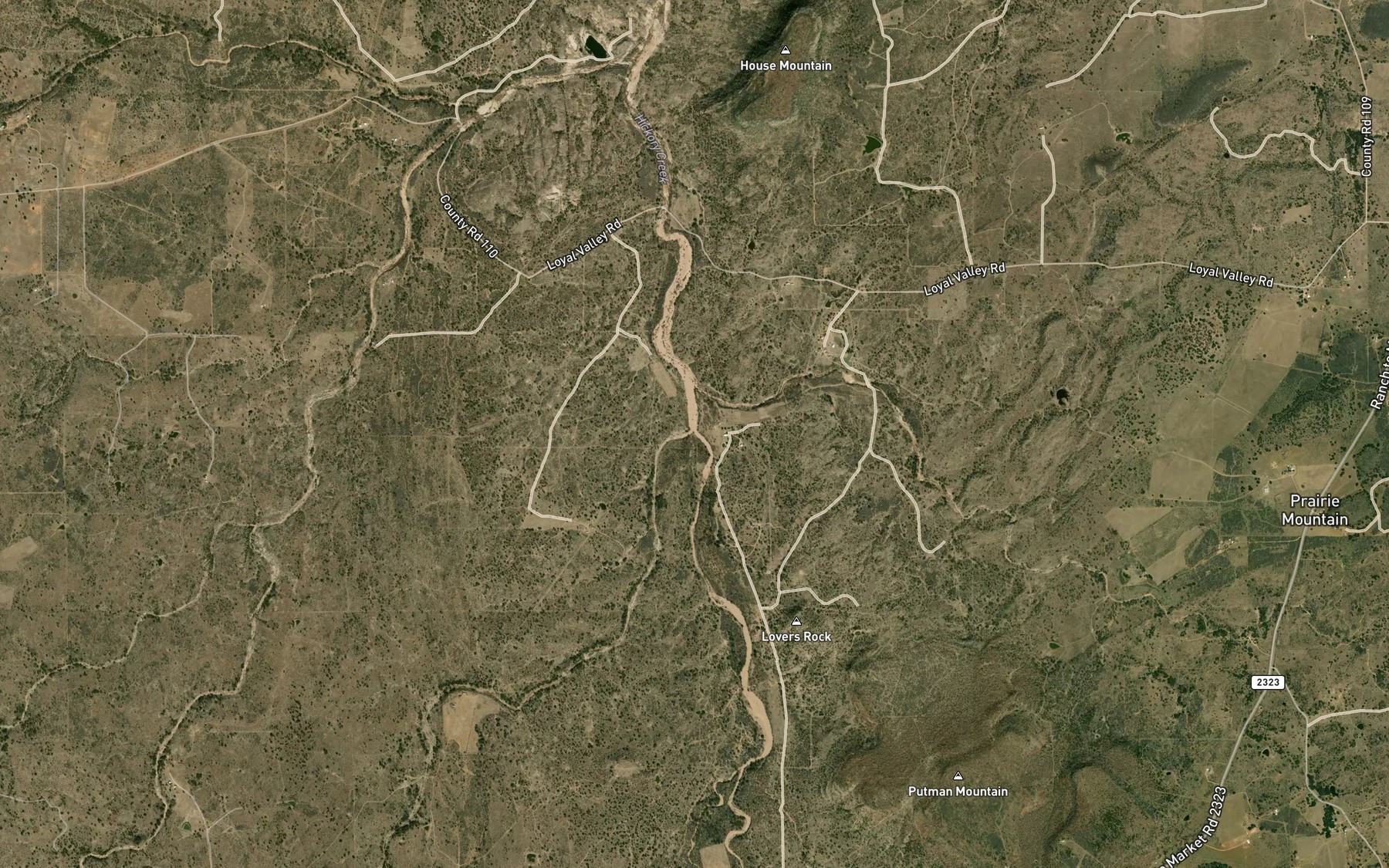 Satellite map of the Cherry Spring Creek