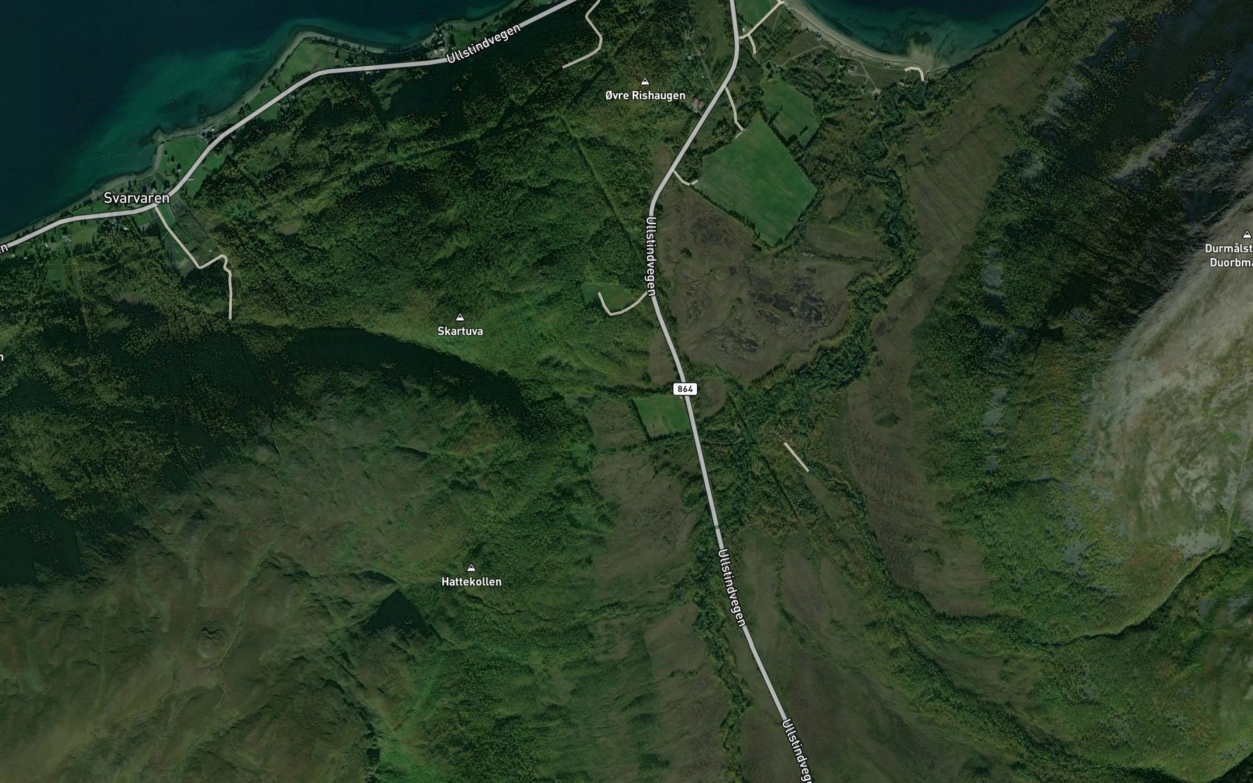 Satellite map of the Skarelva