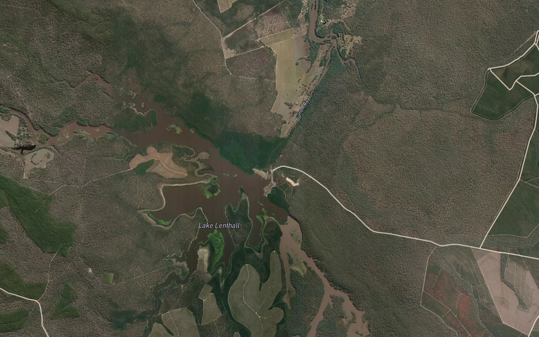 Satellite map of the Duckinwilla Creek