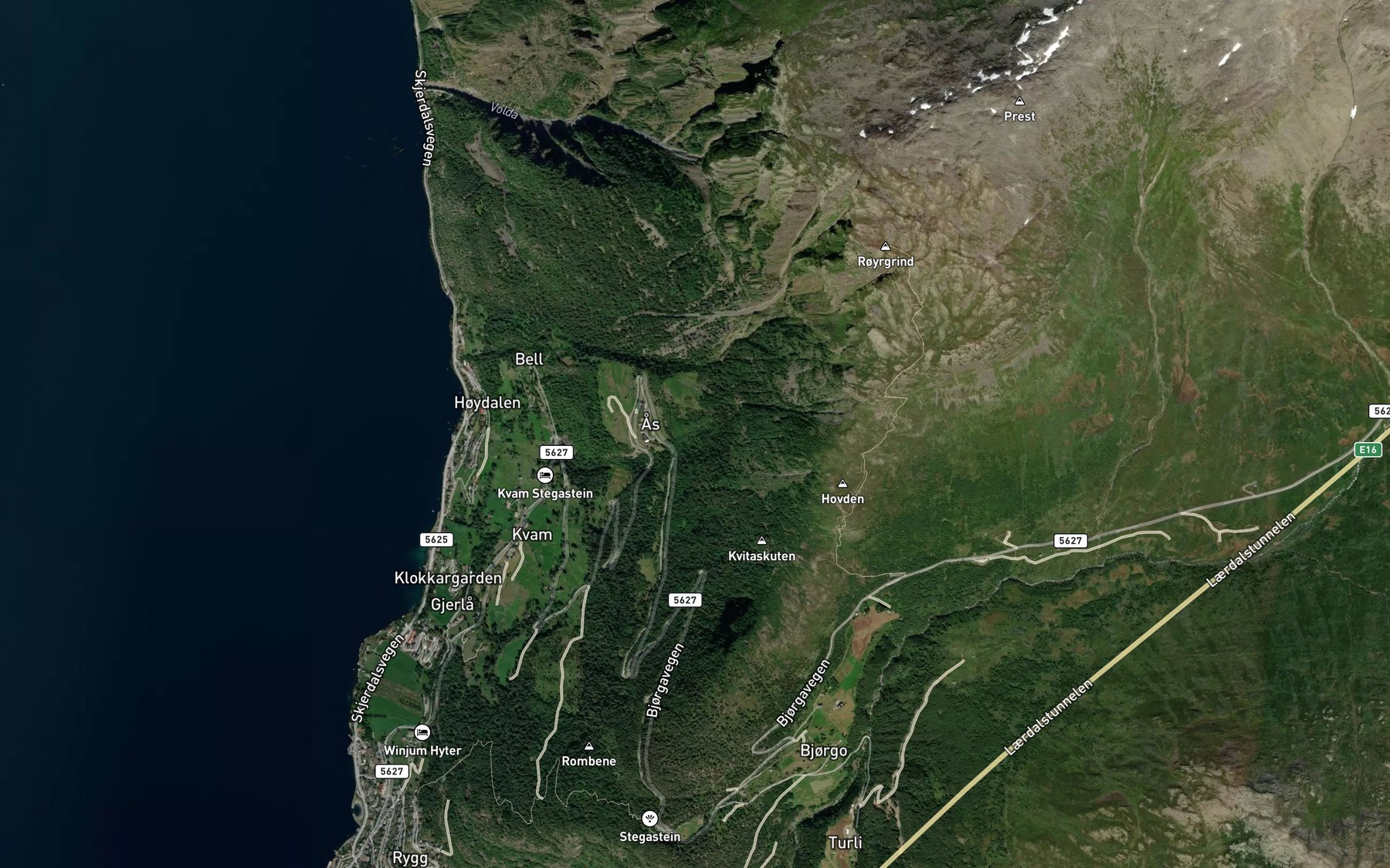 Satellite map of the Dalsskreddola