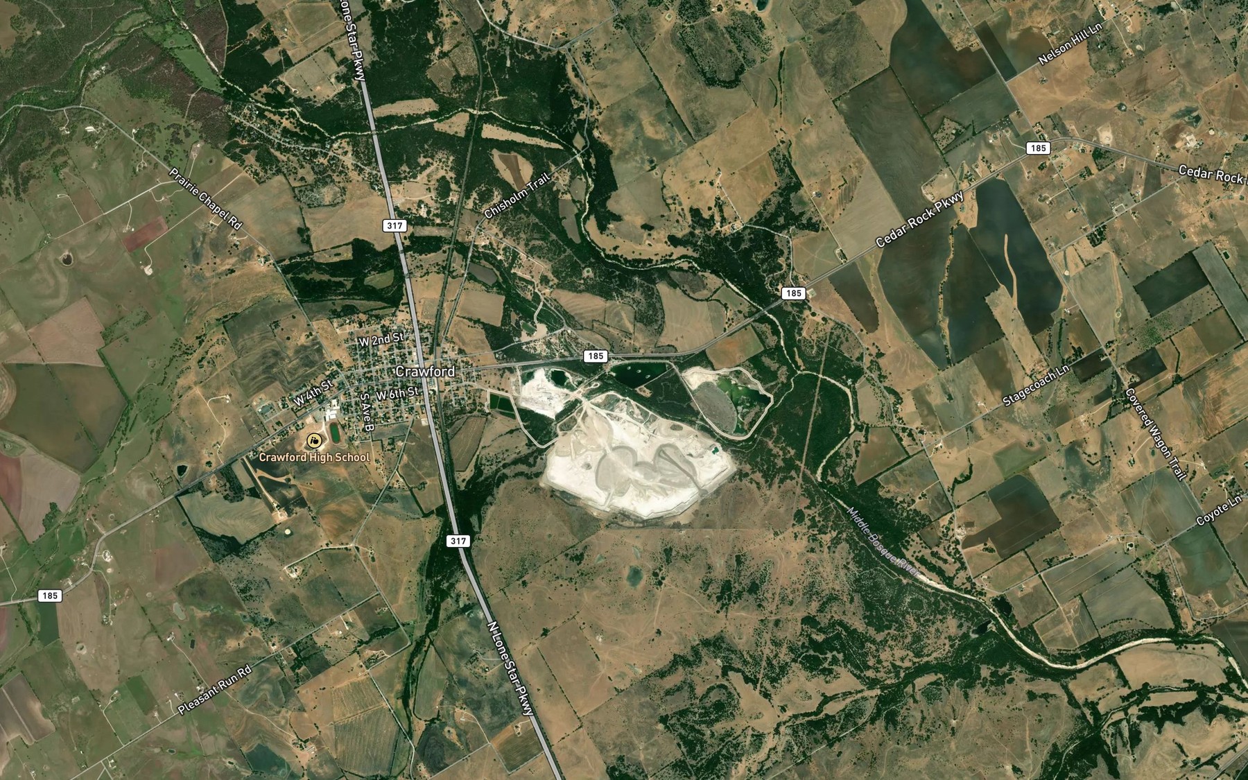 Satellite map of the Wasp Creek