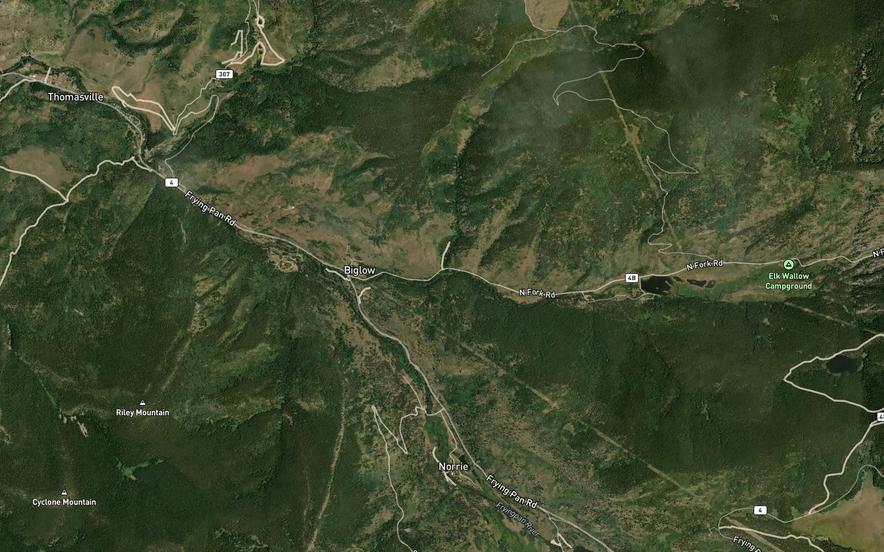 Satellite map of the Last Chance Creek