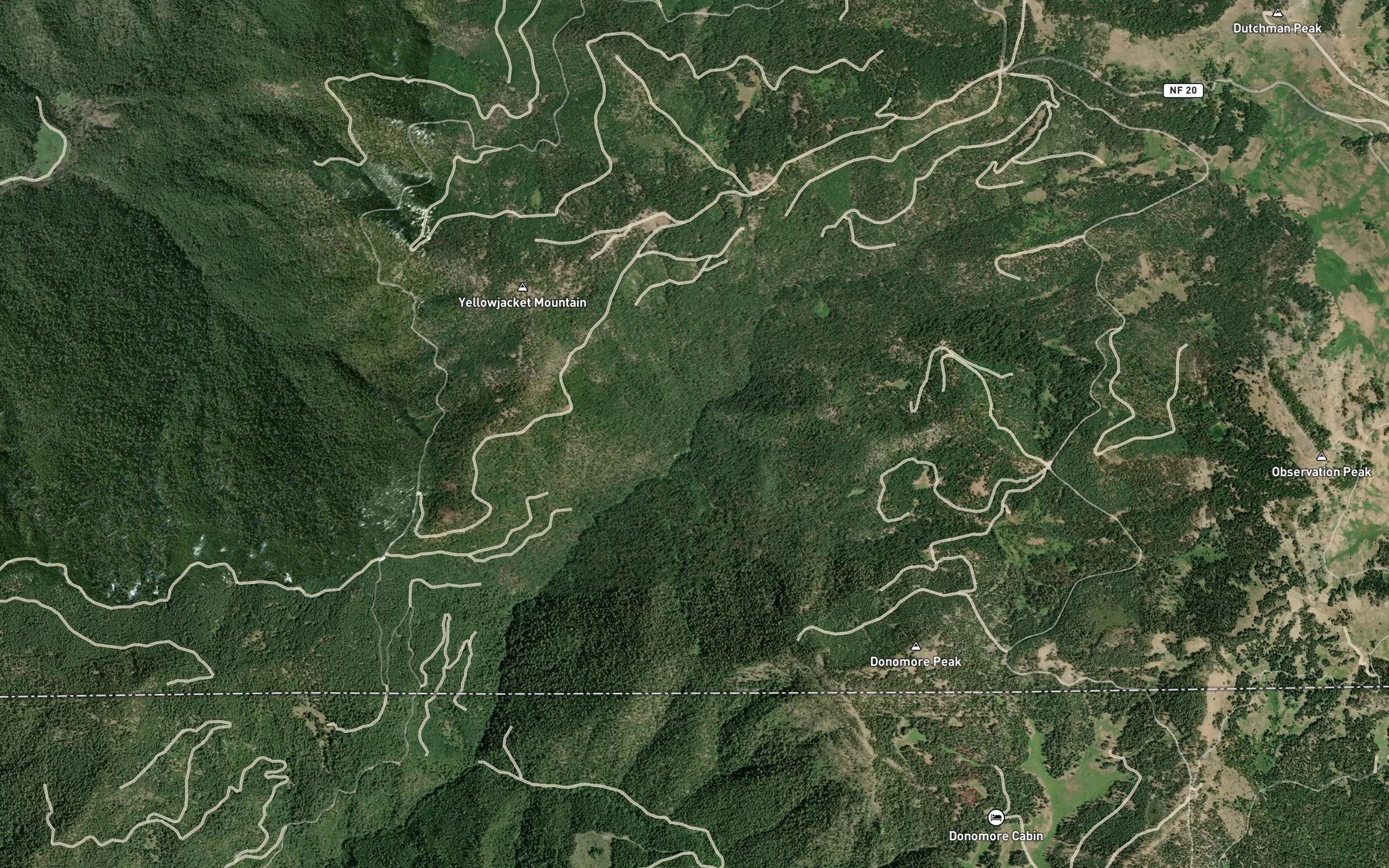 Satellite map of the Tamarack Creek